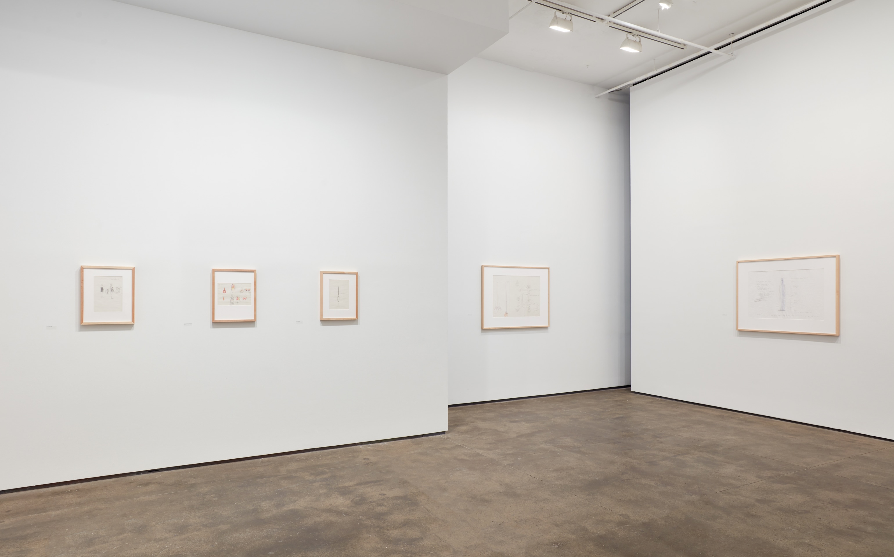 Installation view of Rebecca Horn: Labyrinth of the Soul: Drawings 1965-2015 at Sean Kelly, New York, January 7 - February 18, 2023, Photography: Jason Wyche, New York, Courtesy: Sean Kelly