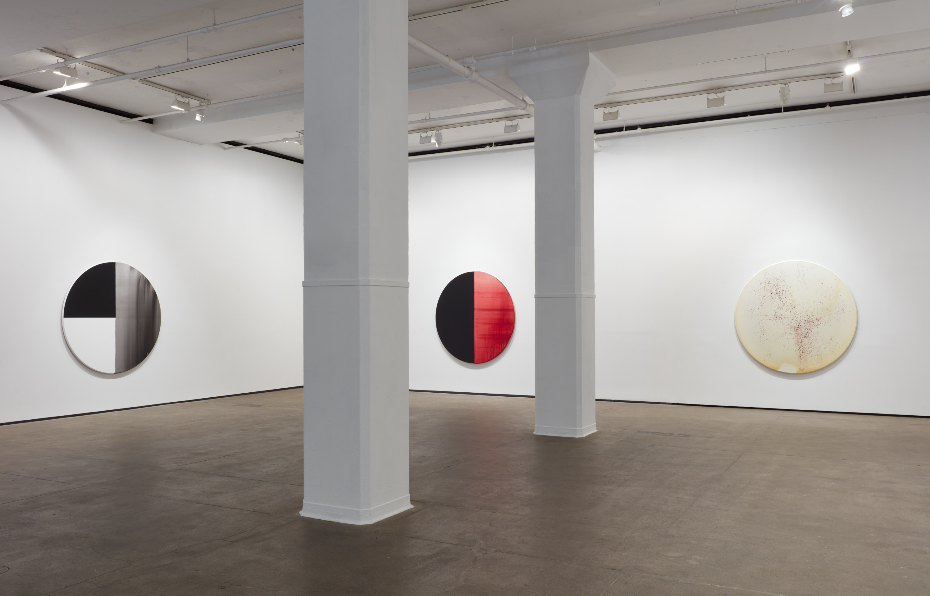Installation view of Callum Innes: Tondos at Sean Kelly, New York, November 4 - December 17, 2022, Photography: Jason Wyche, Courtesy: Sean Kelly