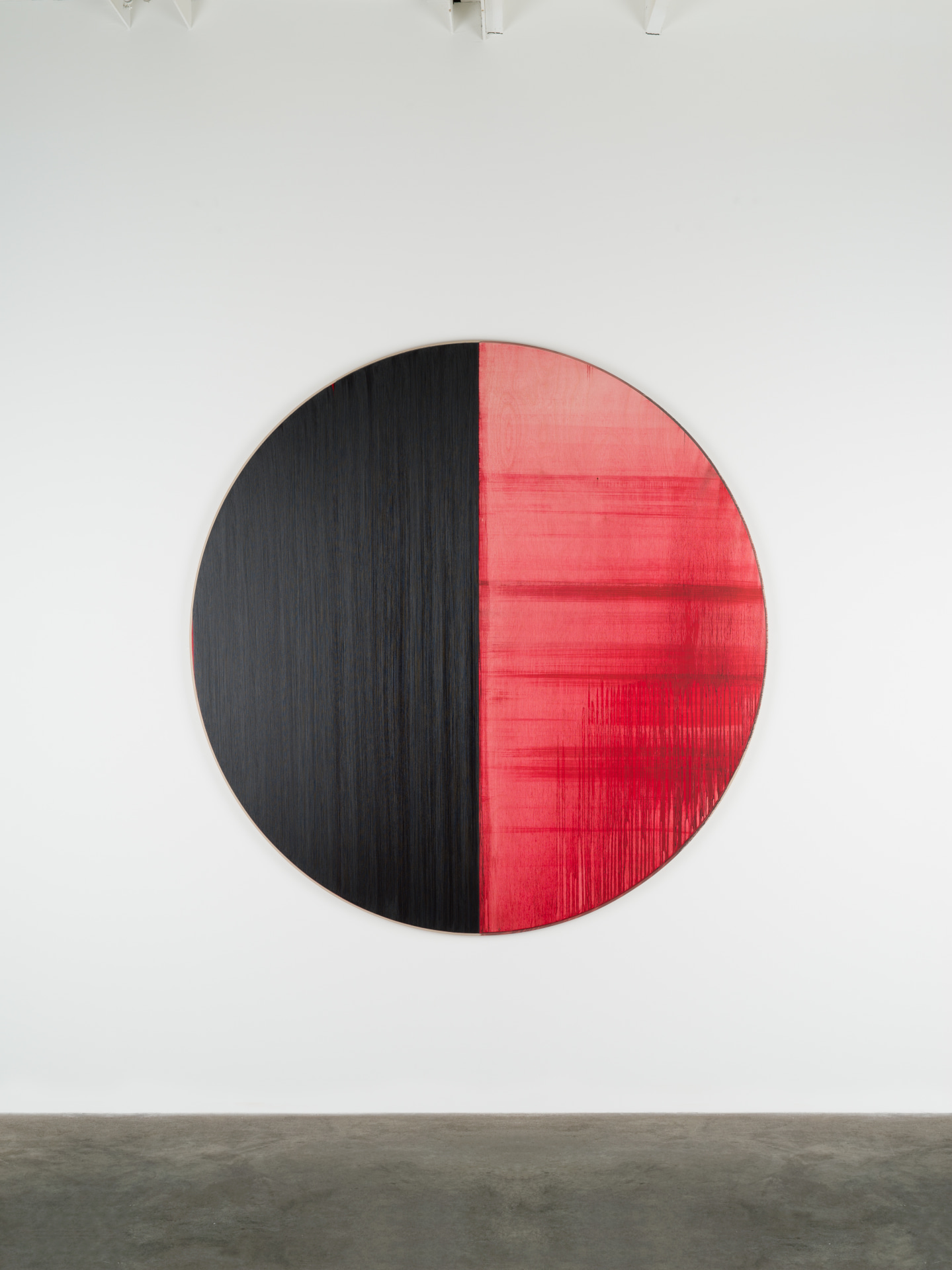 Callum Innes Untitled Lamp Black / Alizarin Claret, 2022 signed by the artist, verso oil on Birch Ply 70 7/8 x 68 7/8 inches (180 x 175 cm) (CI-TP.15.22)