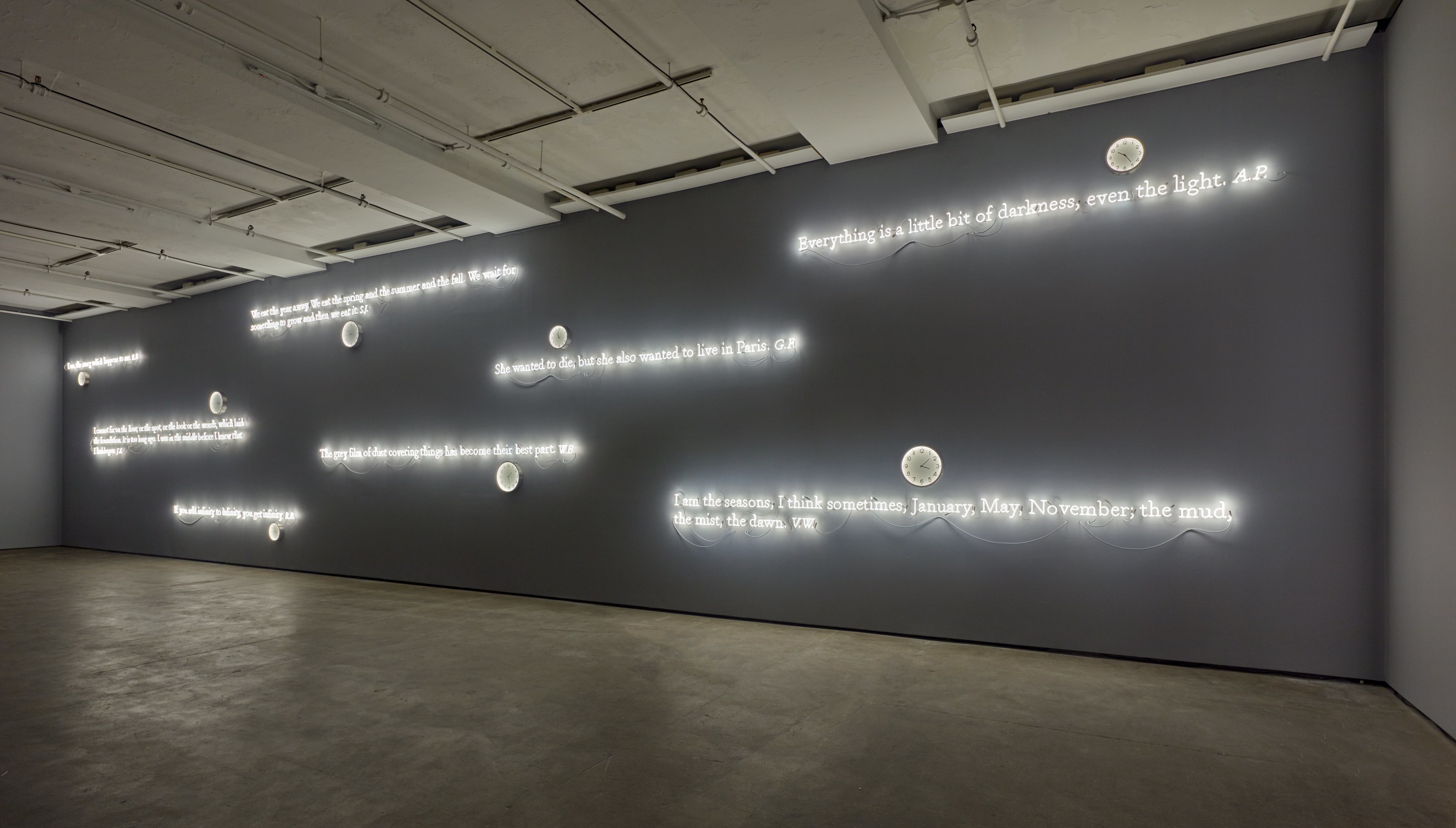 Installation view of Joseph Kosuth: &#039;Existential Time&#039; at Sean Kelly, New York, September 10 &ndash; October 24, 2020