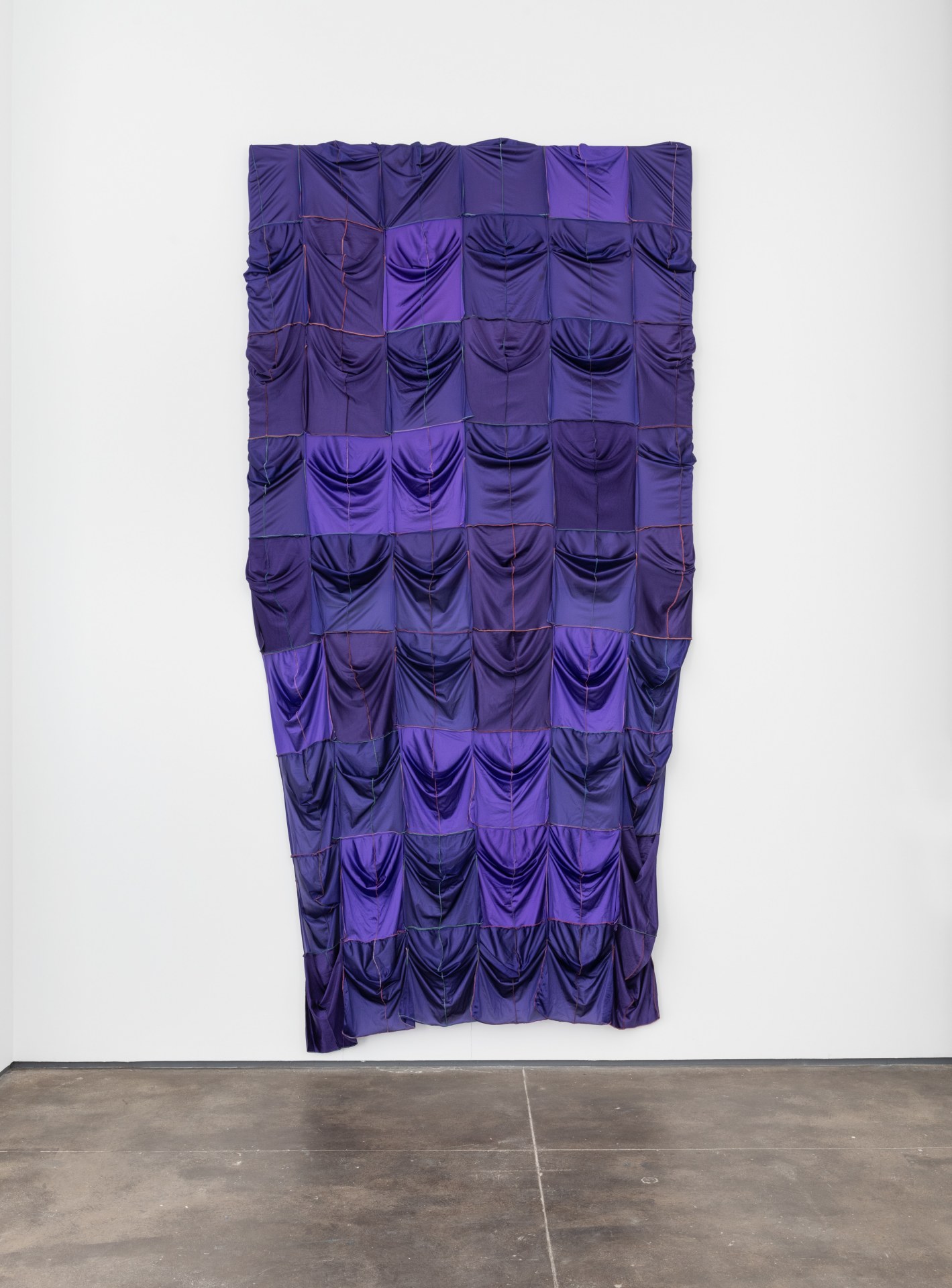 Anthony Akinbola Lift Every Voice, 2022 durags, acrylic on wood panel panel: 72 x 72 inches (182.9 x 182.9 cm) overall: 149 x 73 1/2 inches (378.5 x 186.7 cm) (AAk-12)