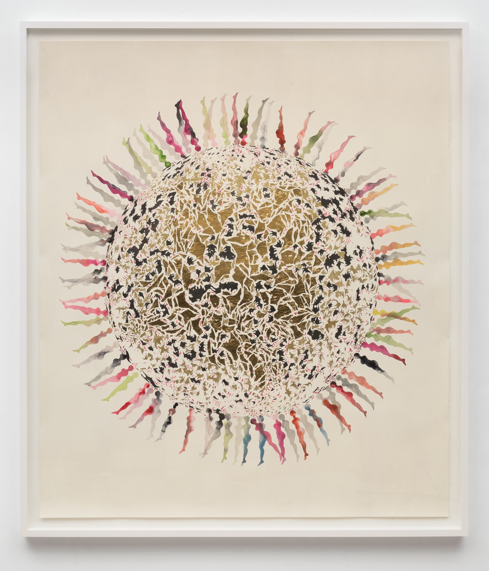 Shahzia Sikander Infinite Woman, 2021 watercolor, ink, gouache and gold leaf on paper paper: 70 x 60 1/8 inches (177.8 x 152.7 cm) frame: 75 1/8 x 65 3/8 x 2 1/4 inches (190.8 x 166.1 x 5.7 cm) (ShS-WP.21.118)