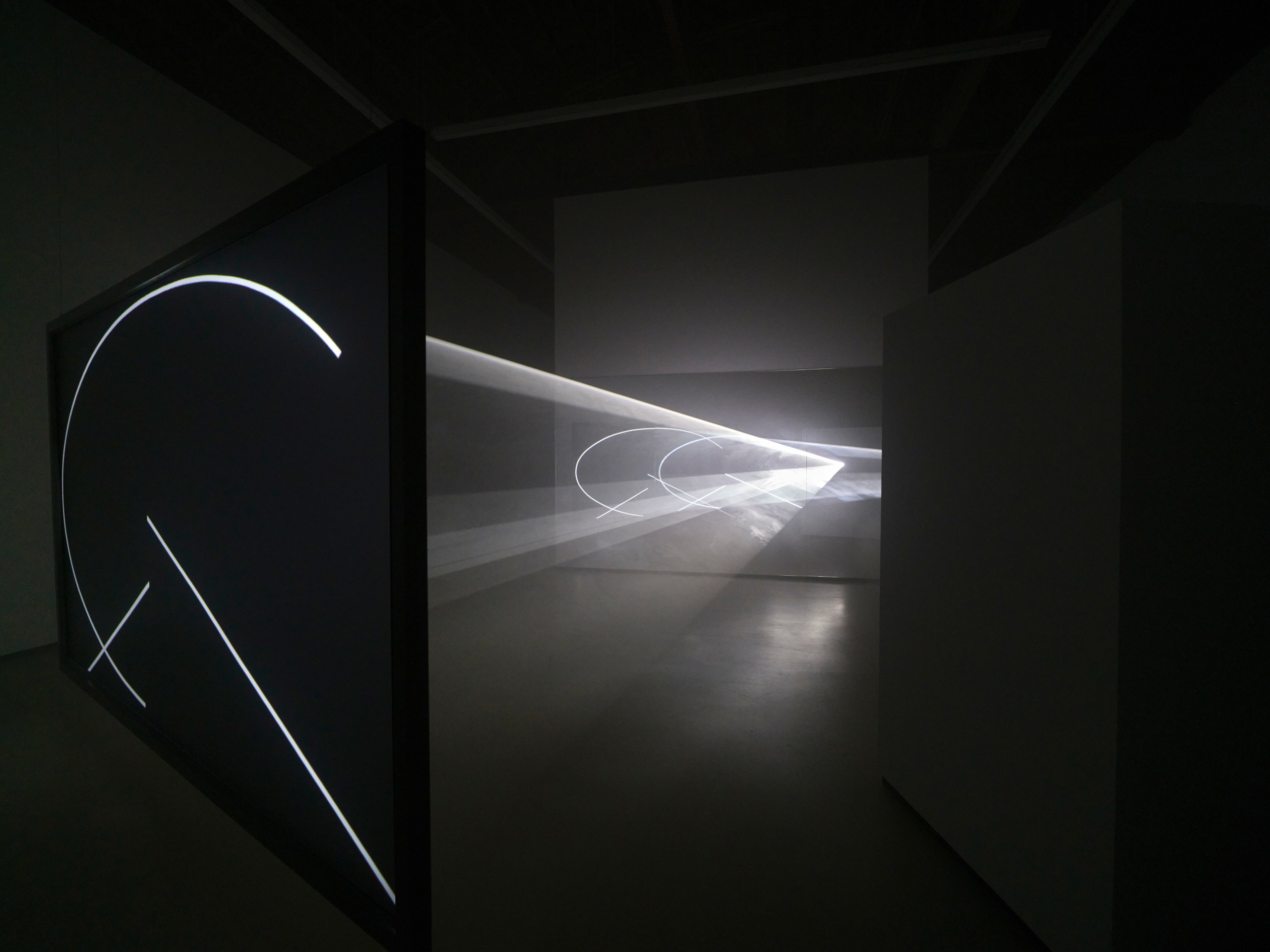 Installation view of Anthony McCall: New Solid Light Works and Early Drawings at Sean Kelly, Los Angeles, July 13&ndash;August 25, 2023, Photo: Brica Wilcox, Courtesy: Sean Kelly