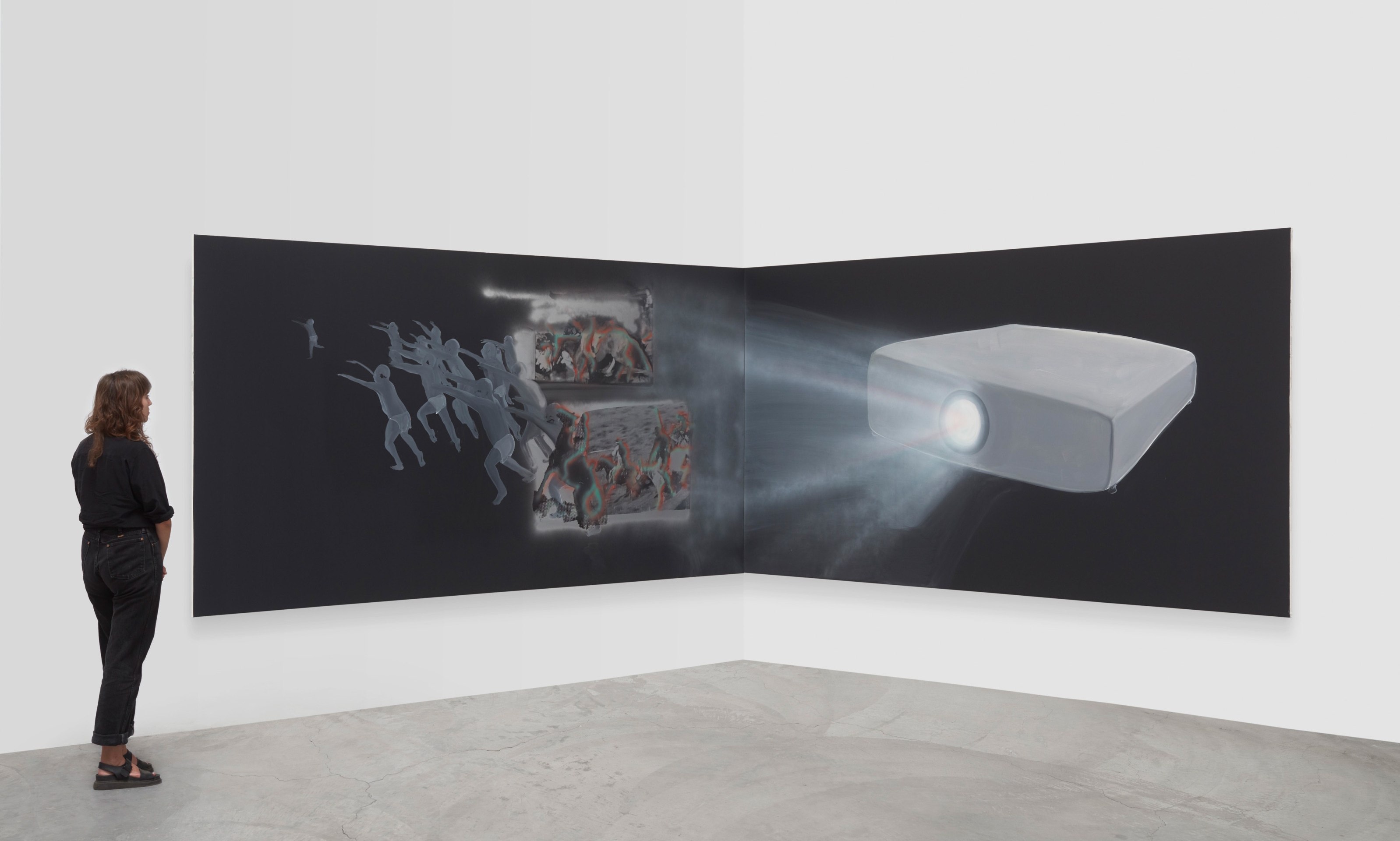 Tala Madani Corner Projection (Time), 2019