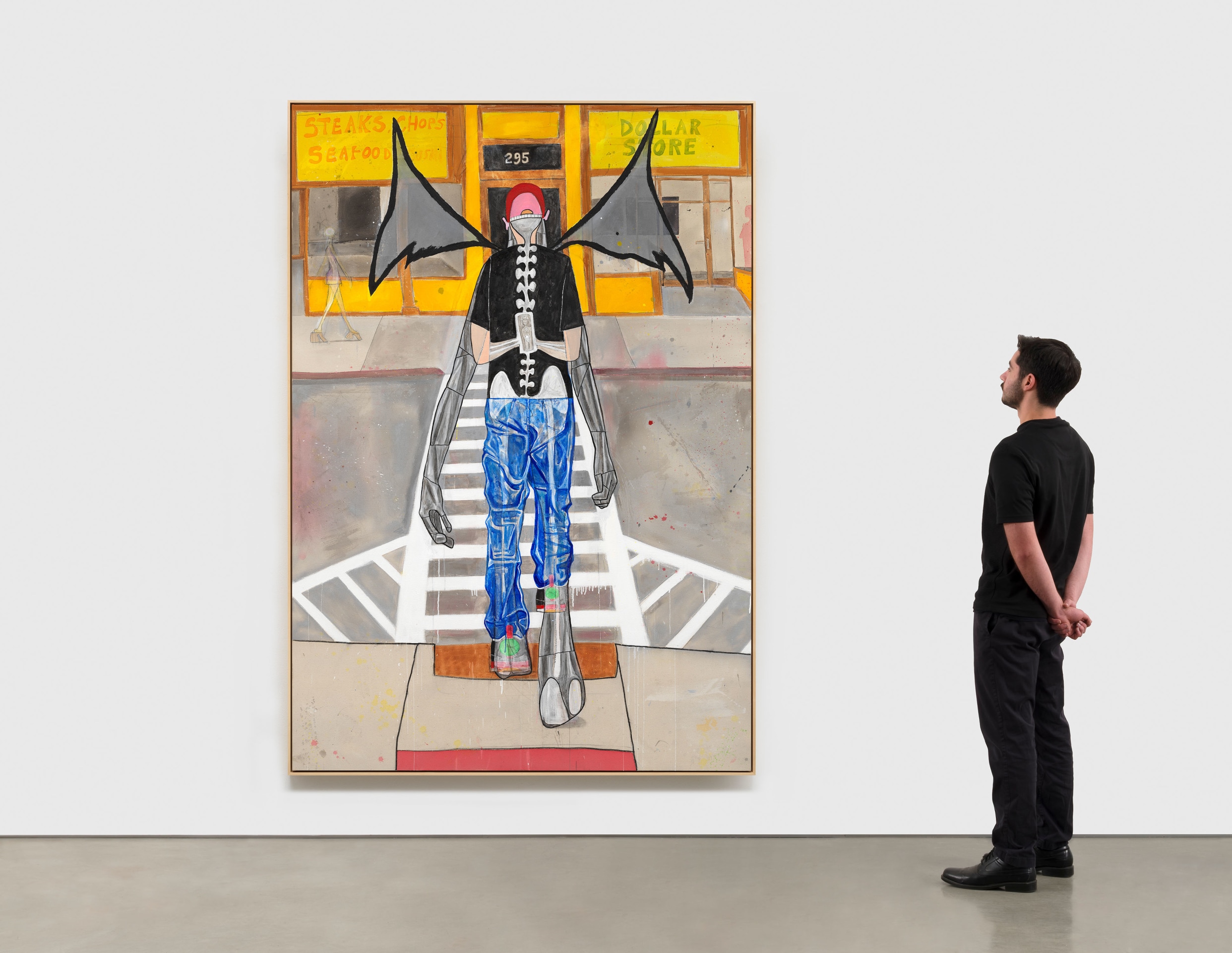 Jason Fox, Phone with Flesh and Stone Crossing Main Street, 2025