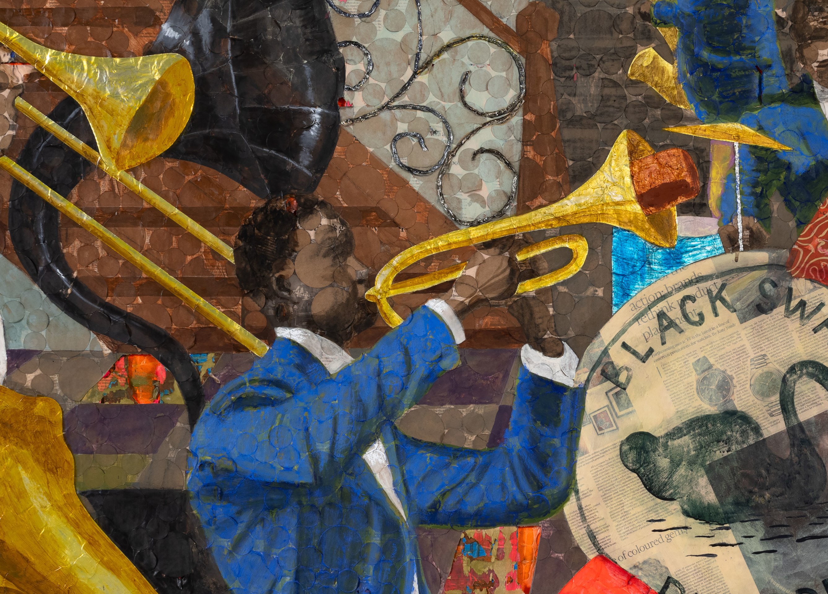 Derek Fordjour, Harlem Basement: The Birth of Black Swan, 2025