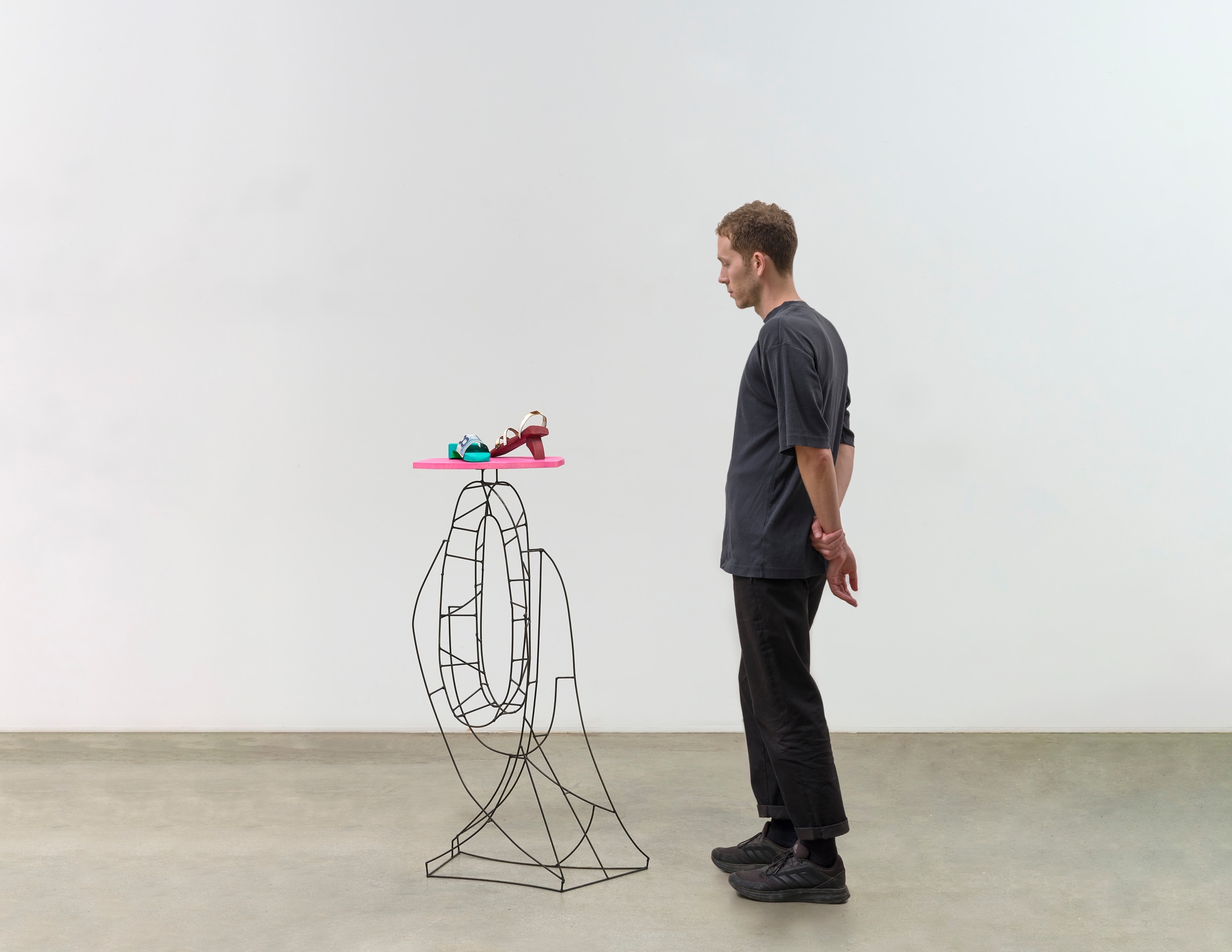 Evan Holloway, Pink Shoe Display, 2024