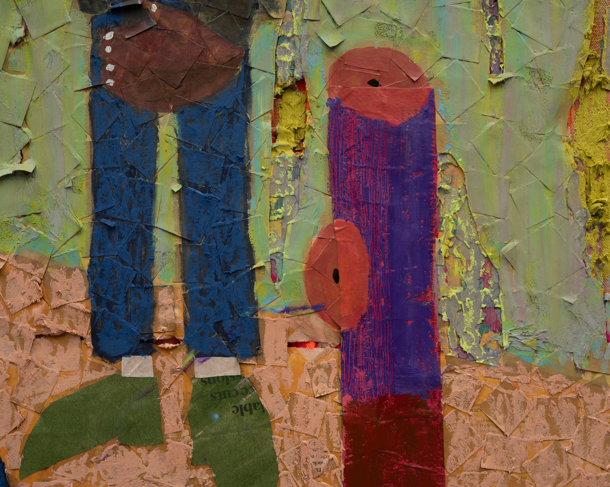 Derek Fordjour, Musicians on the Street (after William H. Johnson), 2025