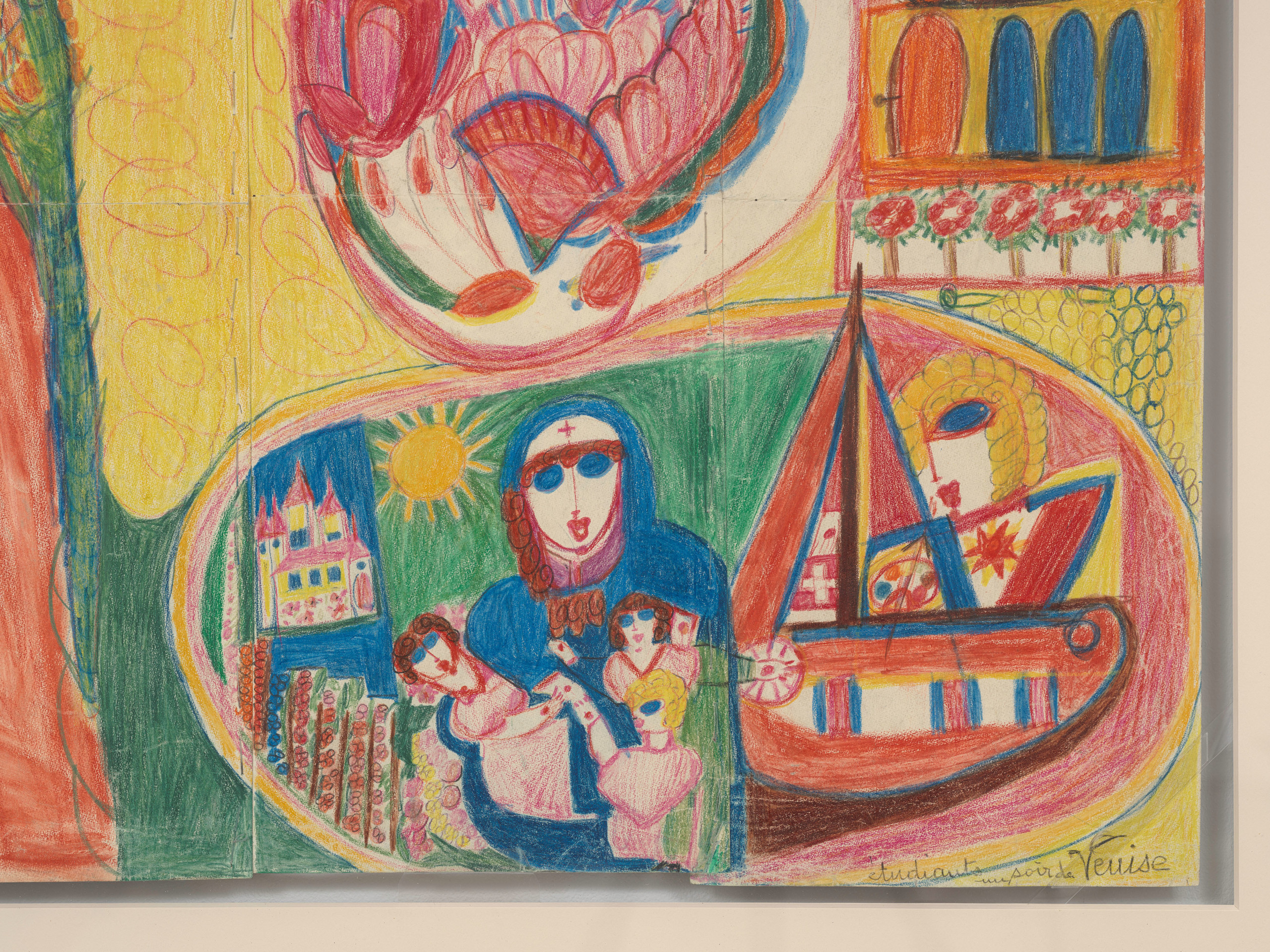 Alo&iuml;se Corbaz, Untitled (Figure with Blue Eyes), c. 1950