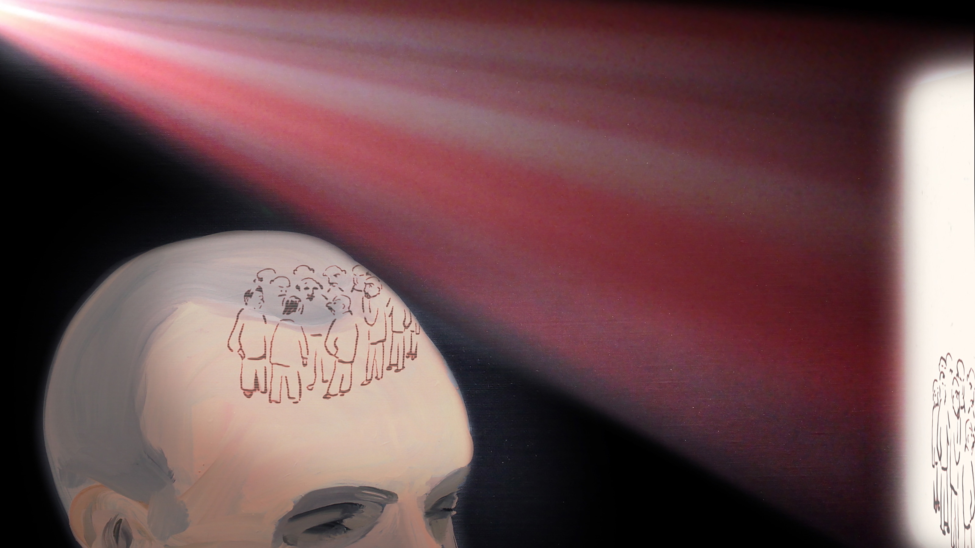 Tala Madani Overhead Projection (Crowd), 2018