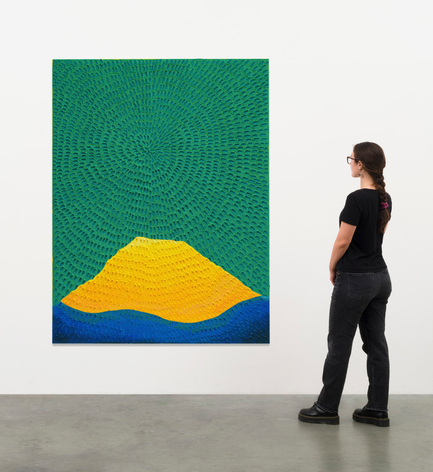 Jennifer Guidi, The Mountain and I (Painted Green Sand, Yellow, Blue and White Mountain, Green and Light Green, Yellow Ground), 2022