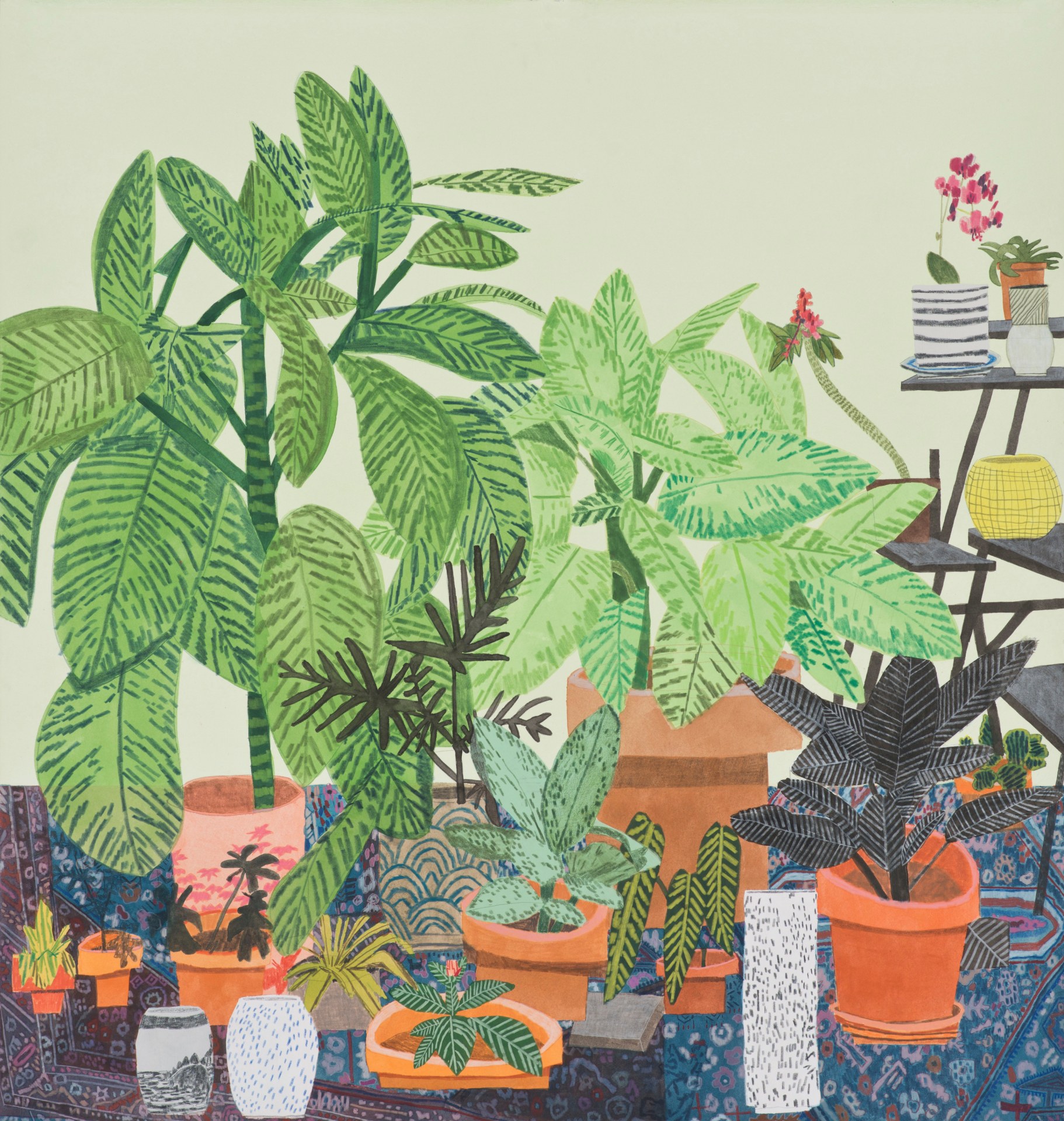 Jonas Wood Still Life with Blue Rug, 2013