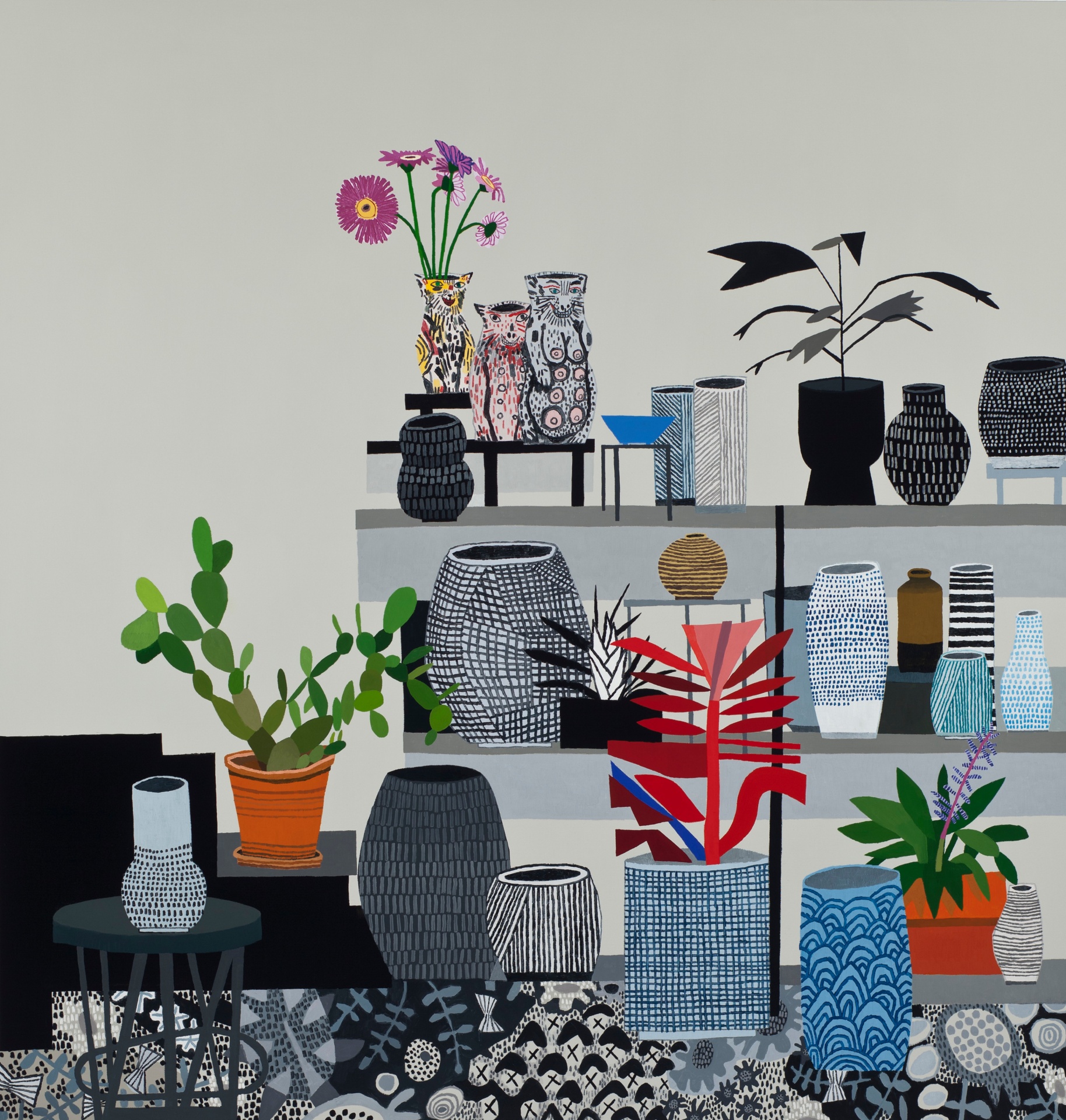 Jonas Wood Still Life with Cat Vessels, 2012