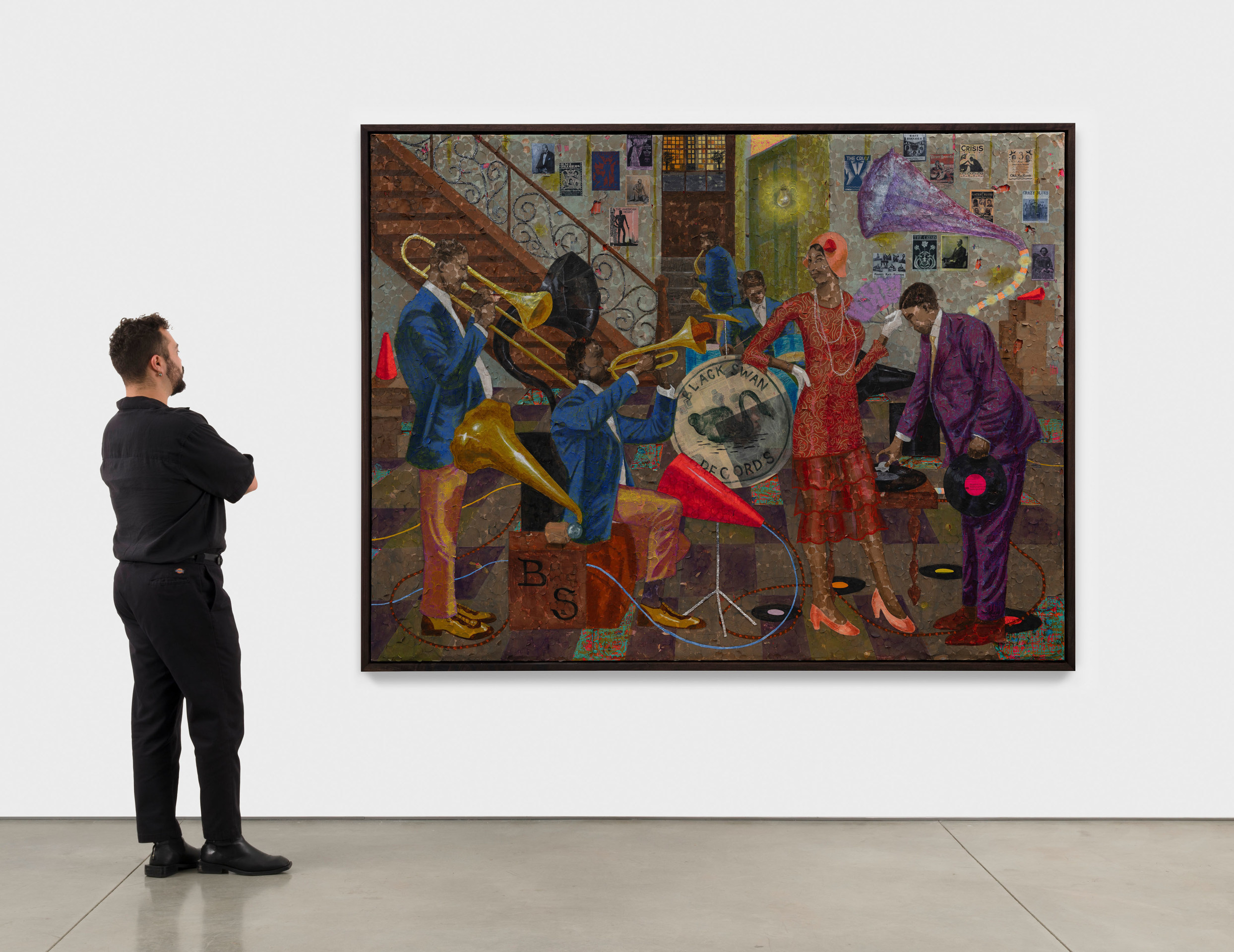 Derek Fordjour, Harlem Basement: The Birth of Black Swan, 2025