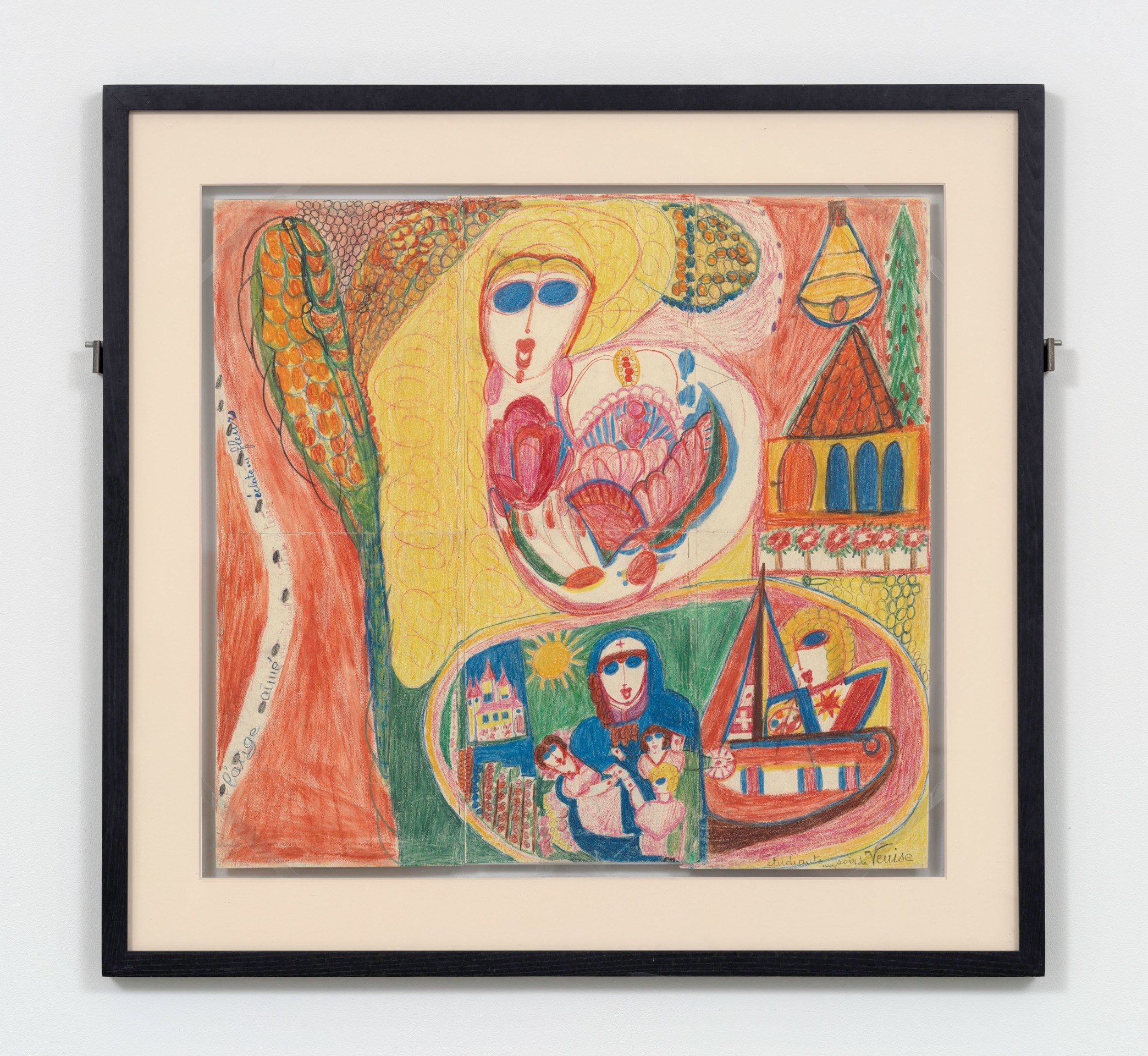 Alo&iuml;se Corbaz, Untitled (Figure with Blue Eyes), c. 1950