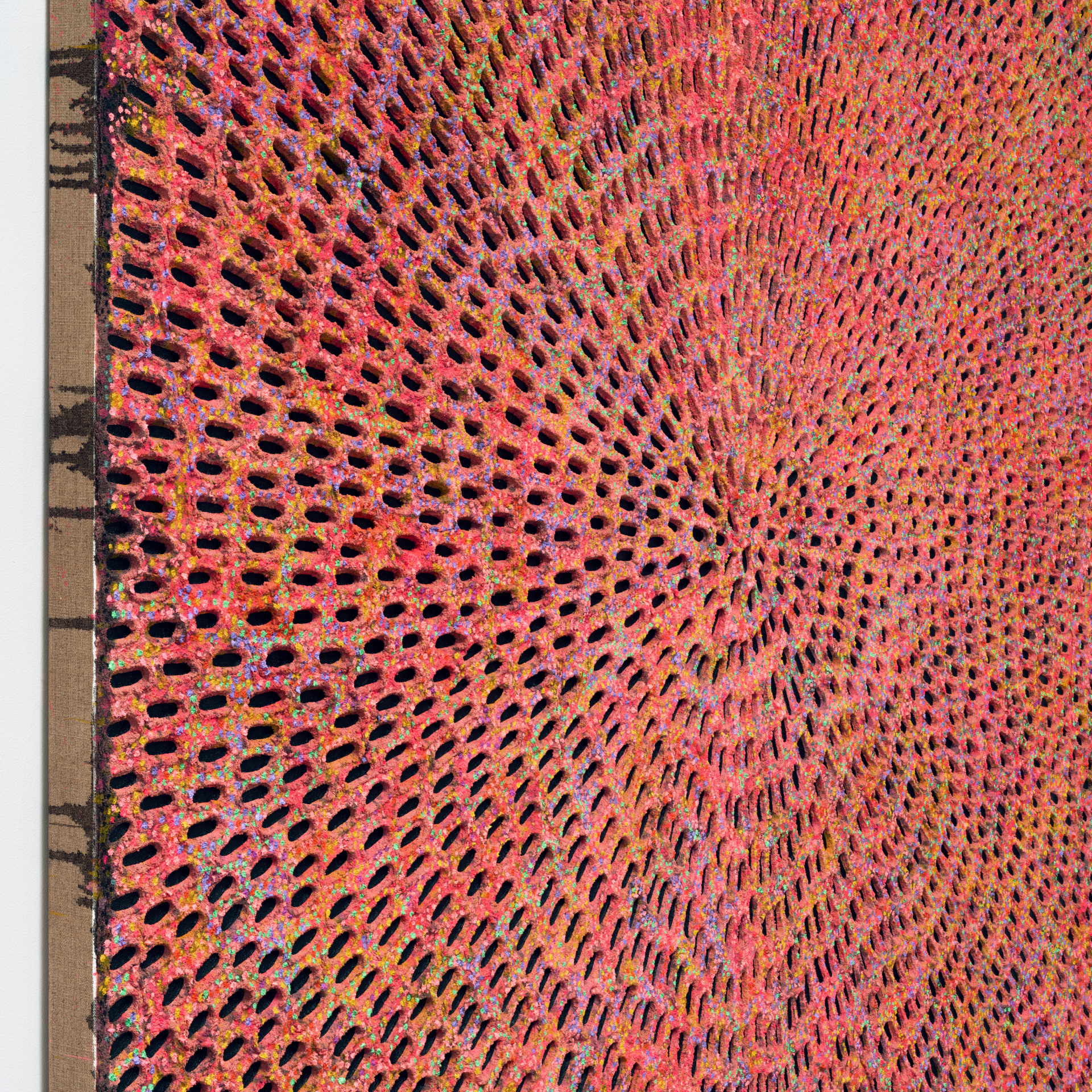 Jennifer Guidi, Till Sunbeams Find You (Painted White Sand, Orange, Pink, Hot Pink, Yellow, Turquoise, Lavender and Purple, Black Fill), 2021 - 2022