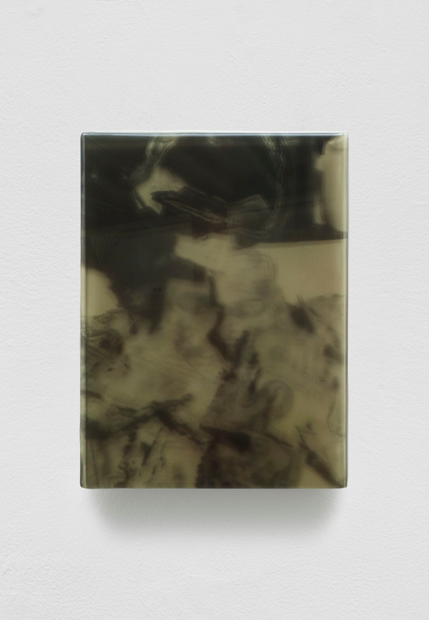 SADIE BENNING,&nbsp;Pain Thing 2,&nbsp;&nbsp;Detail, Sequence 12, Panel 49 (Math Building), 2019, wood, photographic transparencies, aqua resin and resin, 53 panels/16 sequences, each: 9 3&frasl;4 by 7 1&frasl;4 in. 24.8 by 18.4 cm.