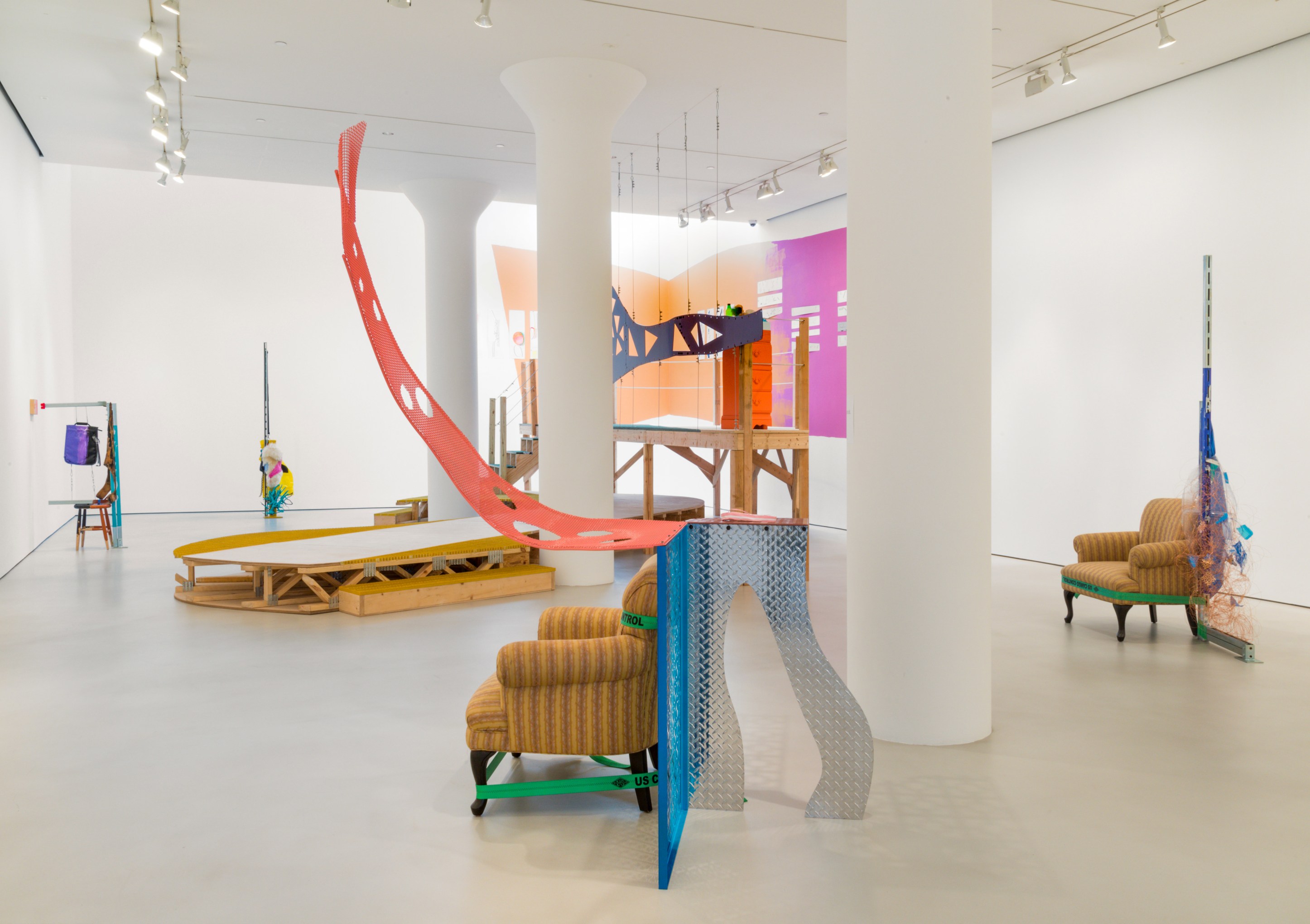 JESSICA STOCKHOLDER Installation view of&nbsp;The Guests All Crowded Into the Dining Room&nbsp;at Mitchell-Innes &amp;amp; Nash, New York, 2016