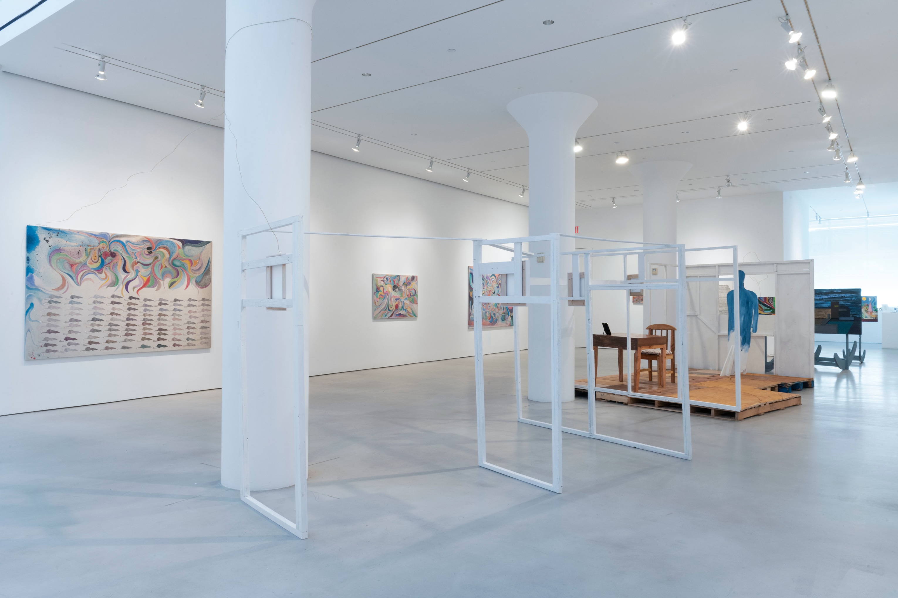 CHRIS JOHANSON Installation view of Considering Unknow Know With What Is, And at Mitchell-Innes & Nash, New York, 2021