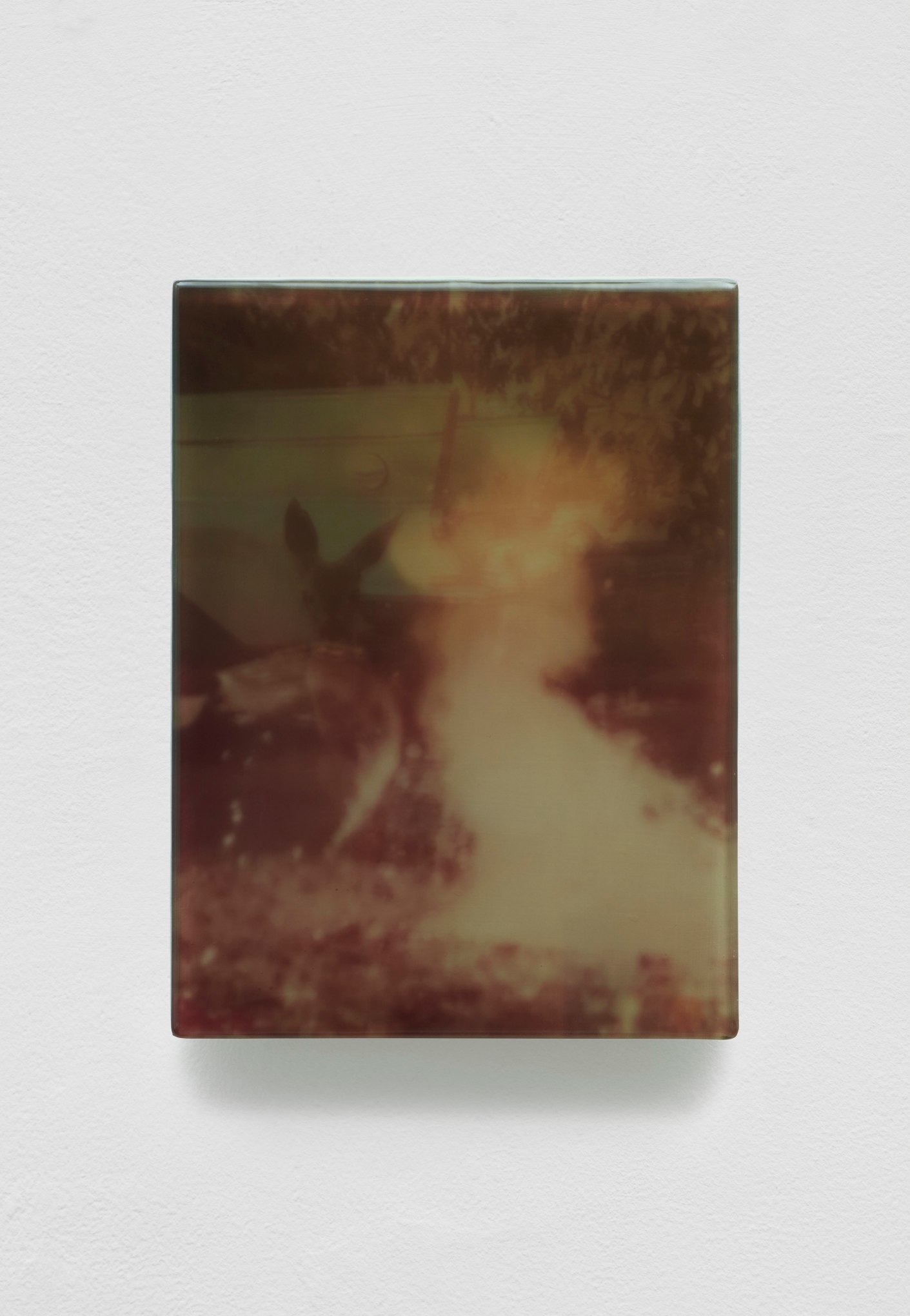 SADIE BENNING,&nbsp;Pain Thing 2,&nbsp;&nbsp;Detail, Sequence 8, Panel 31 (Converted Truck), 2019, wood, photographic transparencies, aqua resin and resin, 53 panels/16 sequences, each: 9 3&frasl;4 by 7 1&frasl;4 in. 24.8 by 18.4 cm.