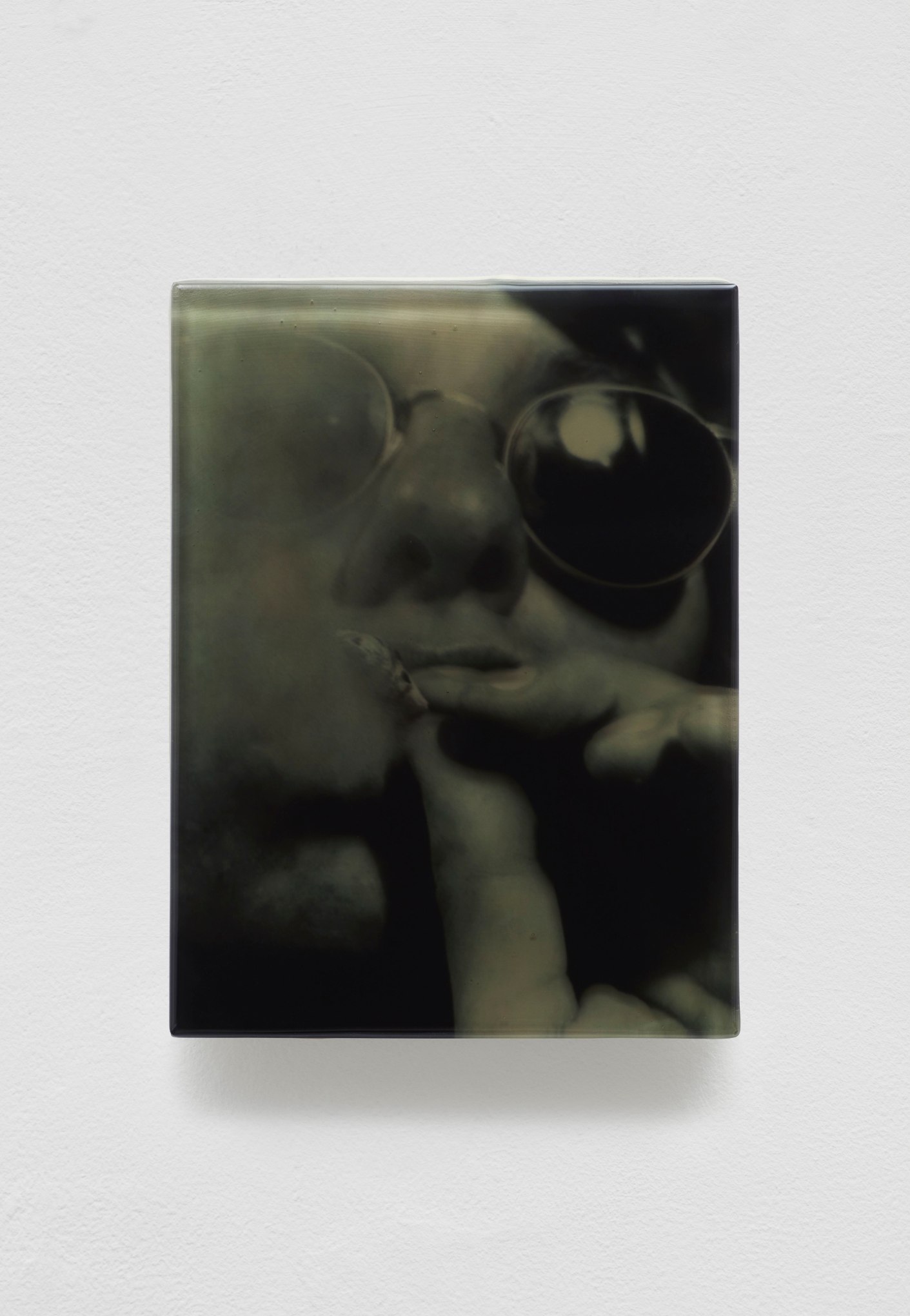 SADIE BENNING,&nbsp;Pain Thing 2,&nbsp;&nbsp;Detail, Sequence 8, Panel 29 (Converted Truck), 2019, wood, photographic transparencies, aqua resin and resin, 53 panels/16 sequences, each: 9 3&frasl;4 by 7 1&frasl;4 in. 24.8 by 18.4 cm.