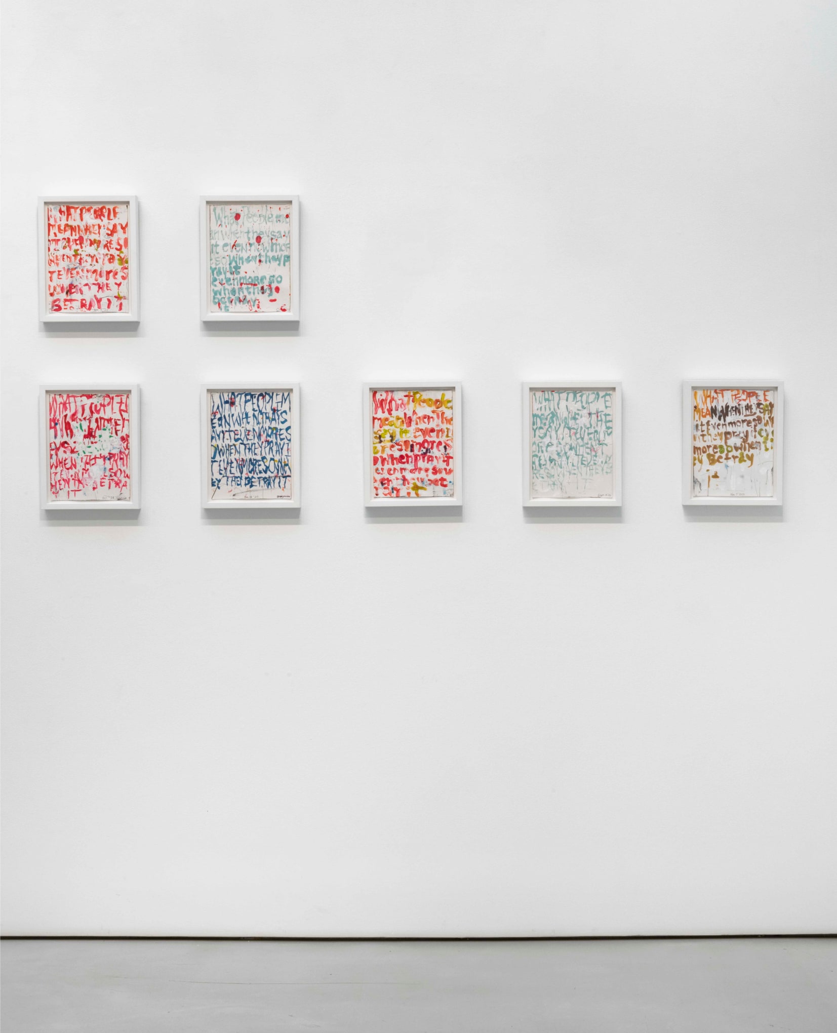 POPE.L Installation view of Four Panels at Mitchell-Innes & Nash, New York, 2021