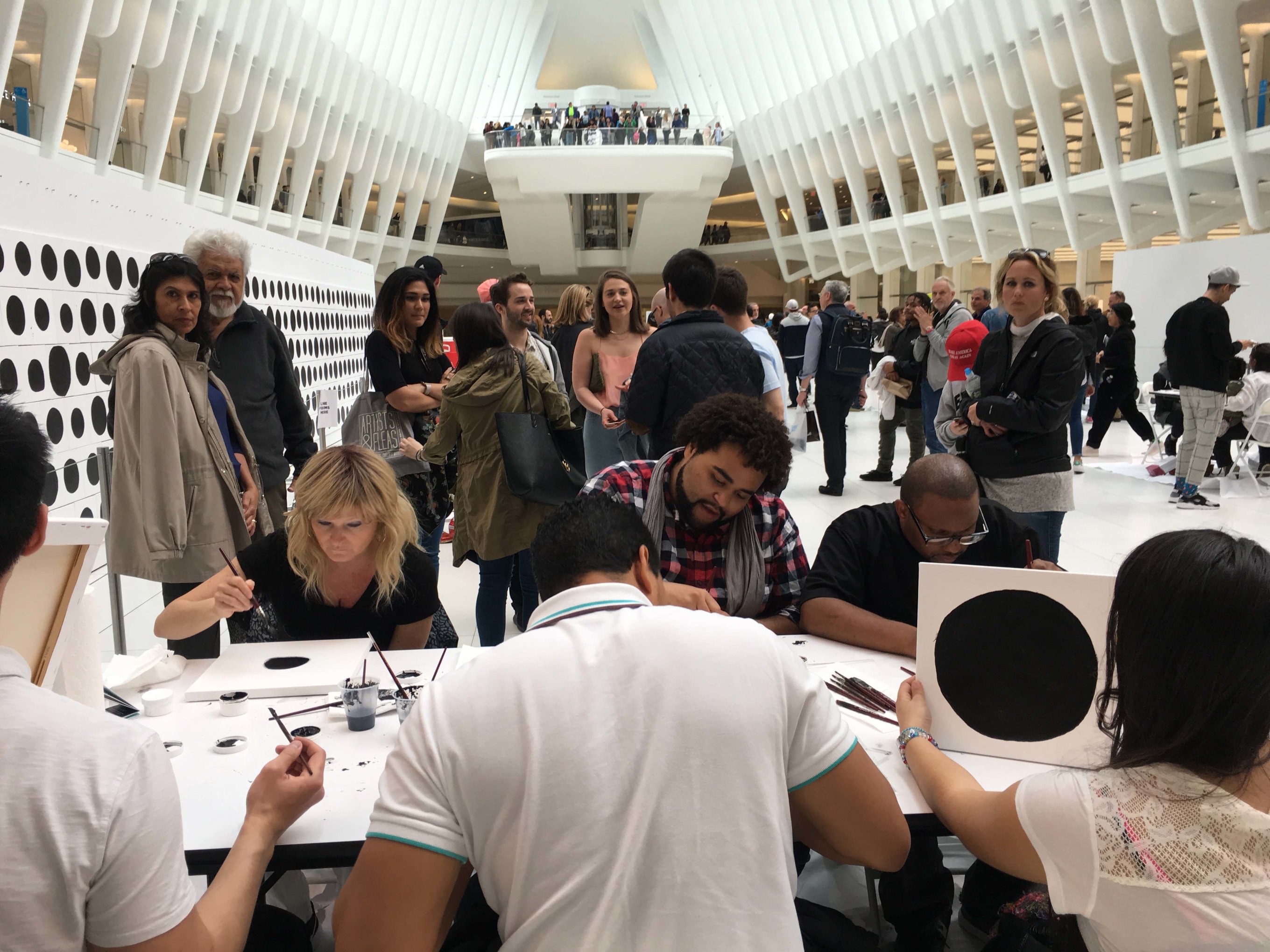JONATHAN HOROWITZ Installation view of 1612 Dots by Jonathan Horowitz, The Oculus, World Trade Center, New York, 2017