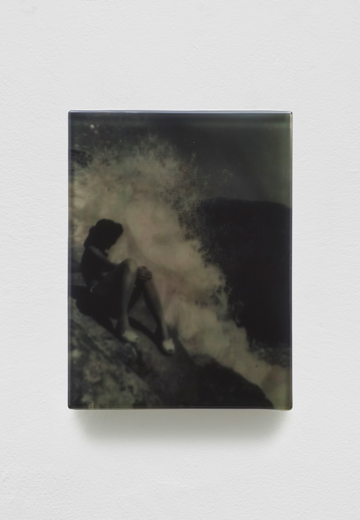 SADIE BENNING,&nbsp;Pain Thing 2,&nbsp;&nbsp;Detail, Sequence 11, Panel 47 (Dolly), 2019, wood, photographic transparencies, aqua resin and resin, 53 panels/16 sequences, each: 9 3&frasl;4 by 7 1&frasl;4 in. 24.8 by 18.4 cm.