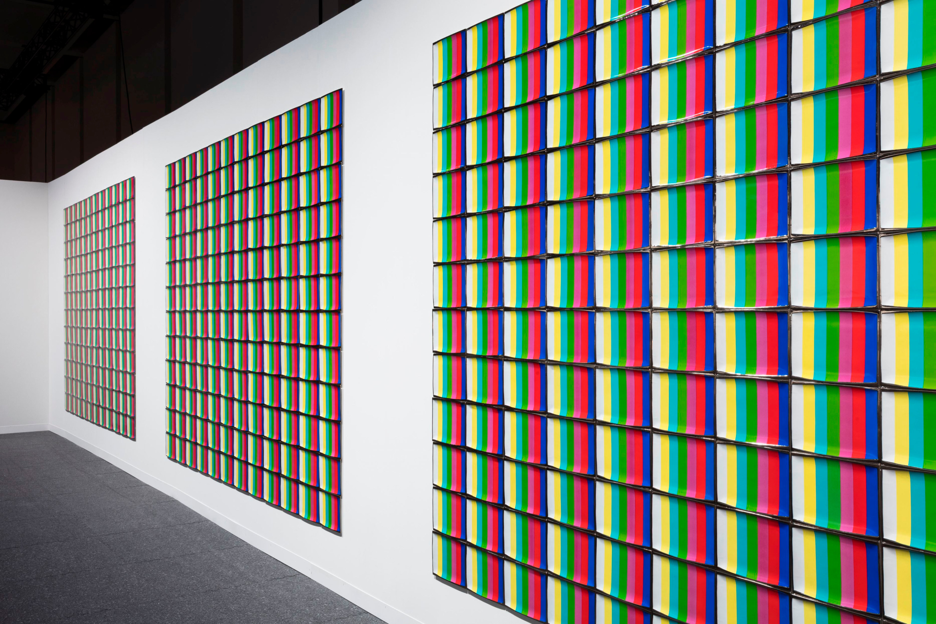 Installation view of Test Pattern: T.V. Dinner Plates from the Miss General Idea Pavillion