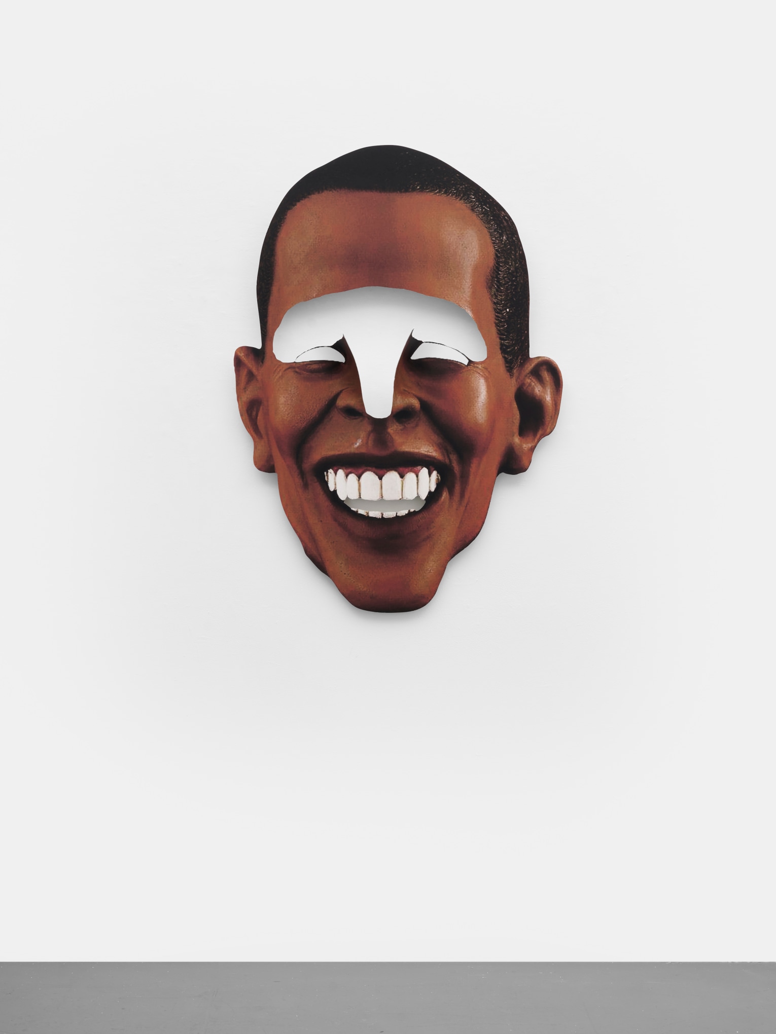 POPE.L  Title Unknown (Obama head metal cutout), 2023