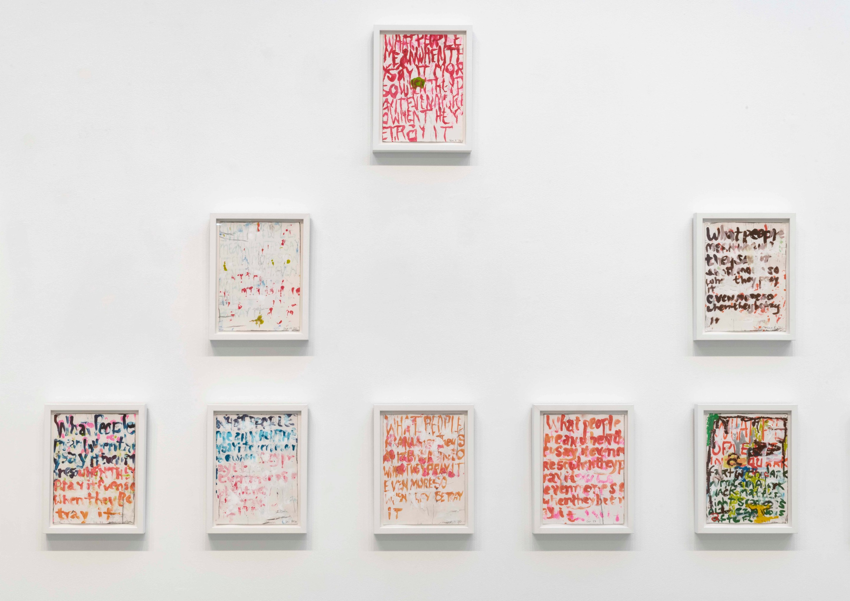 POPE.L Installation view of Four Panels at Mitchell-Innes & Nash, New York, 2021