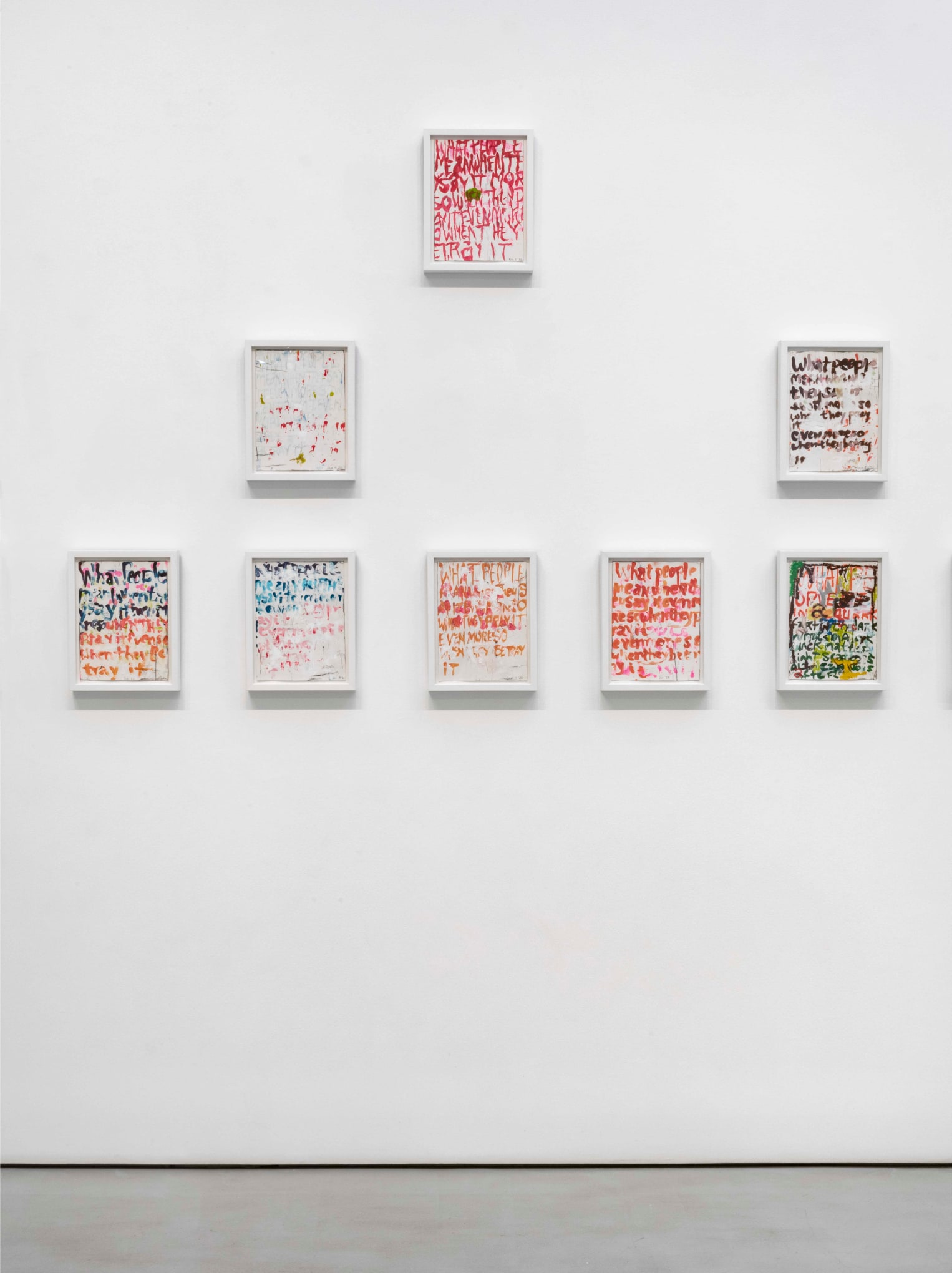 POPE.L Installation view of Four Panels at Mitchell-Innes & Nash, New York, 2021