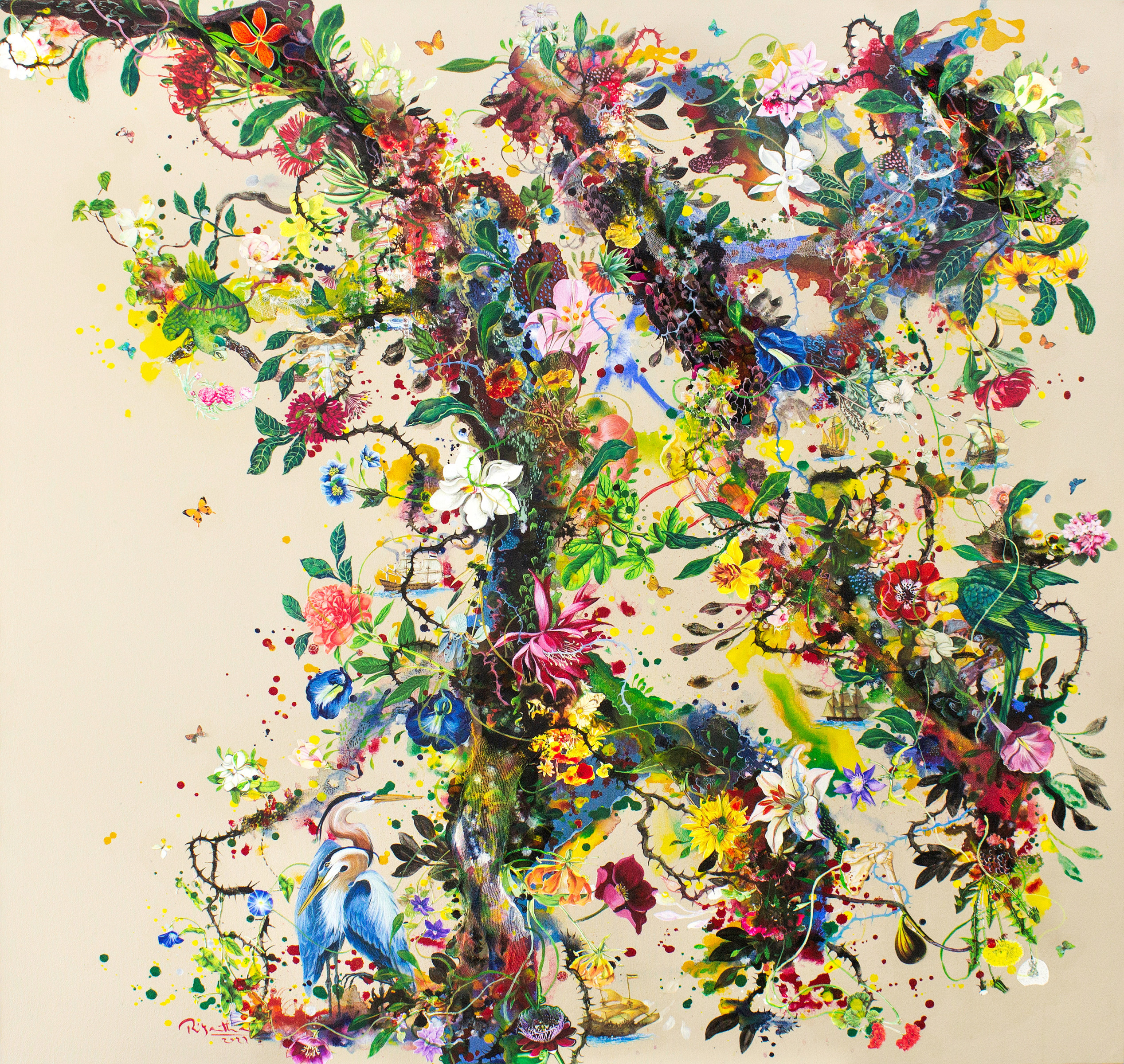 Priyantha Udagedara Painting 10, 2022 Mixed Media on Canvas 122 cm x 122 cm