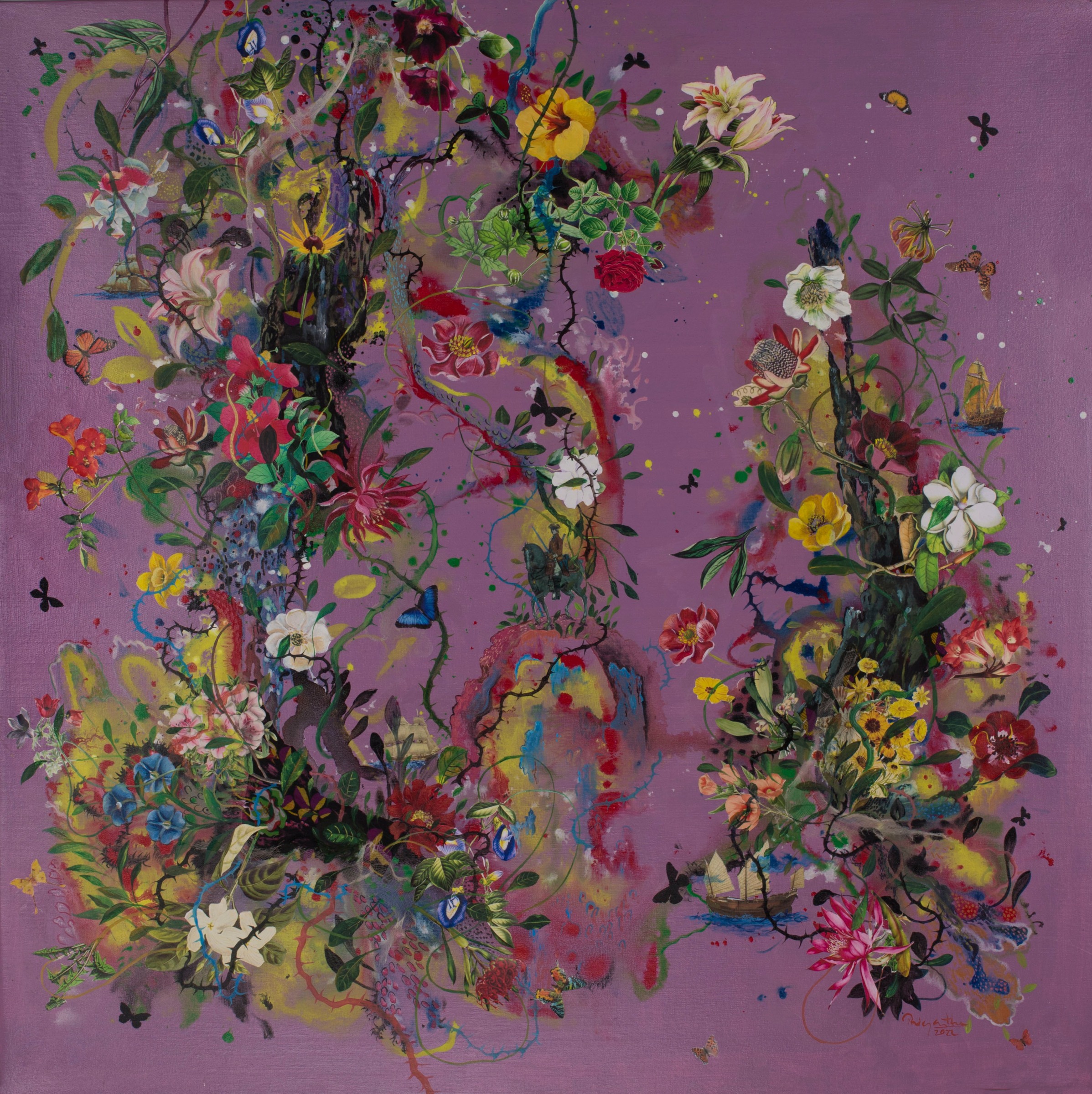 Priyantha Udagedara Painting 04, 2022 Mixed Media on Canvas 122 cm x 122 cm