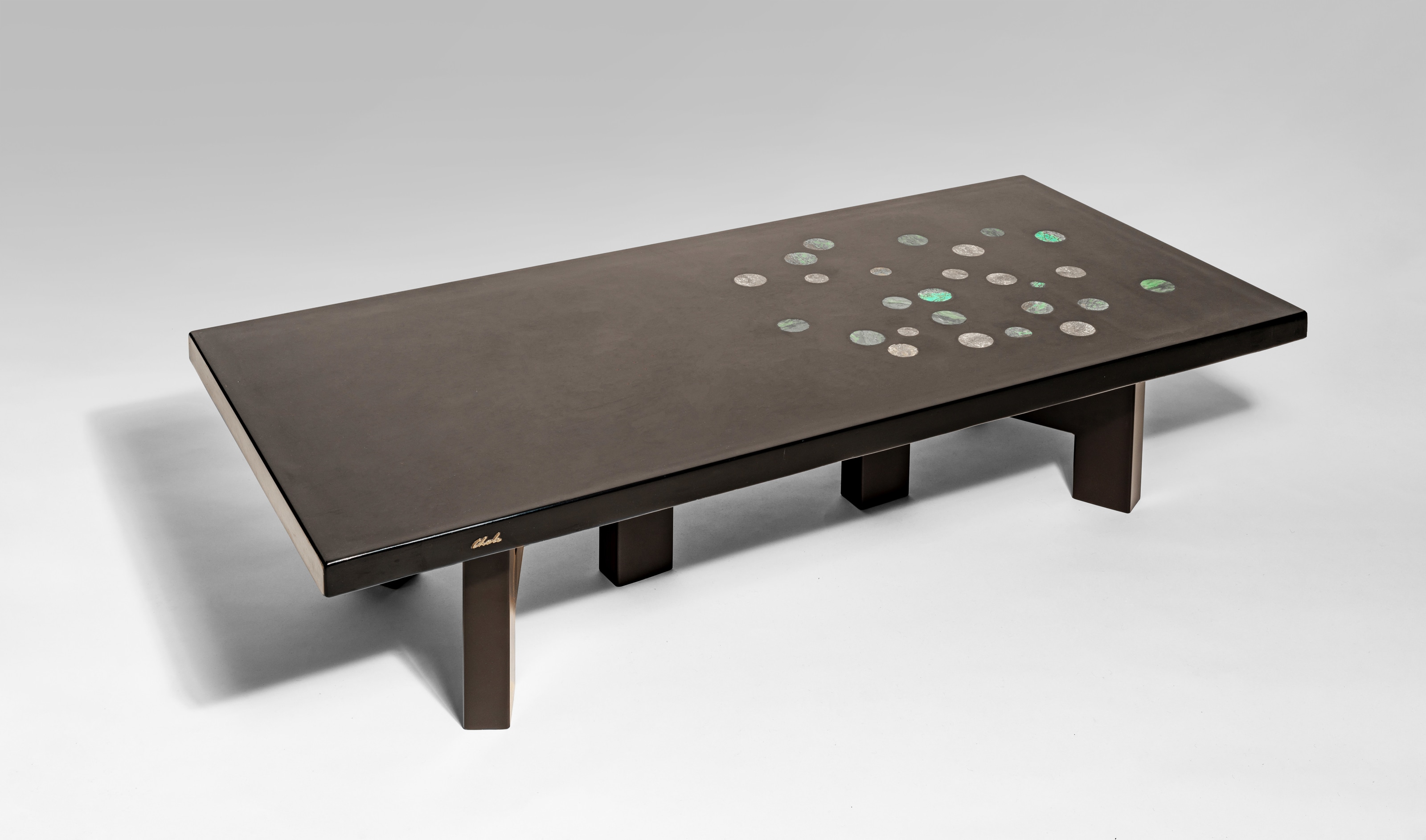 Coffee Table with Inlaid Turquoise