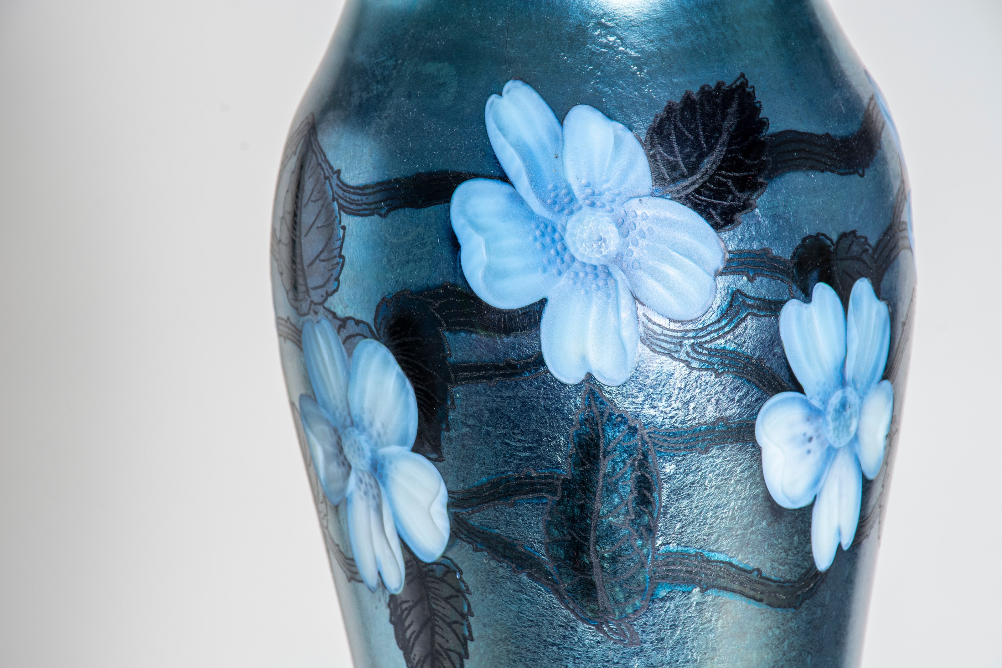 Monumental Wheel-Carved Favrile Glass Vase