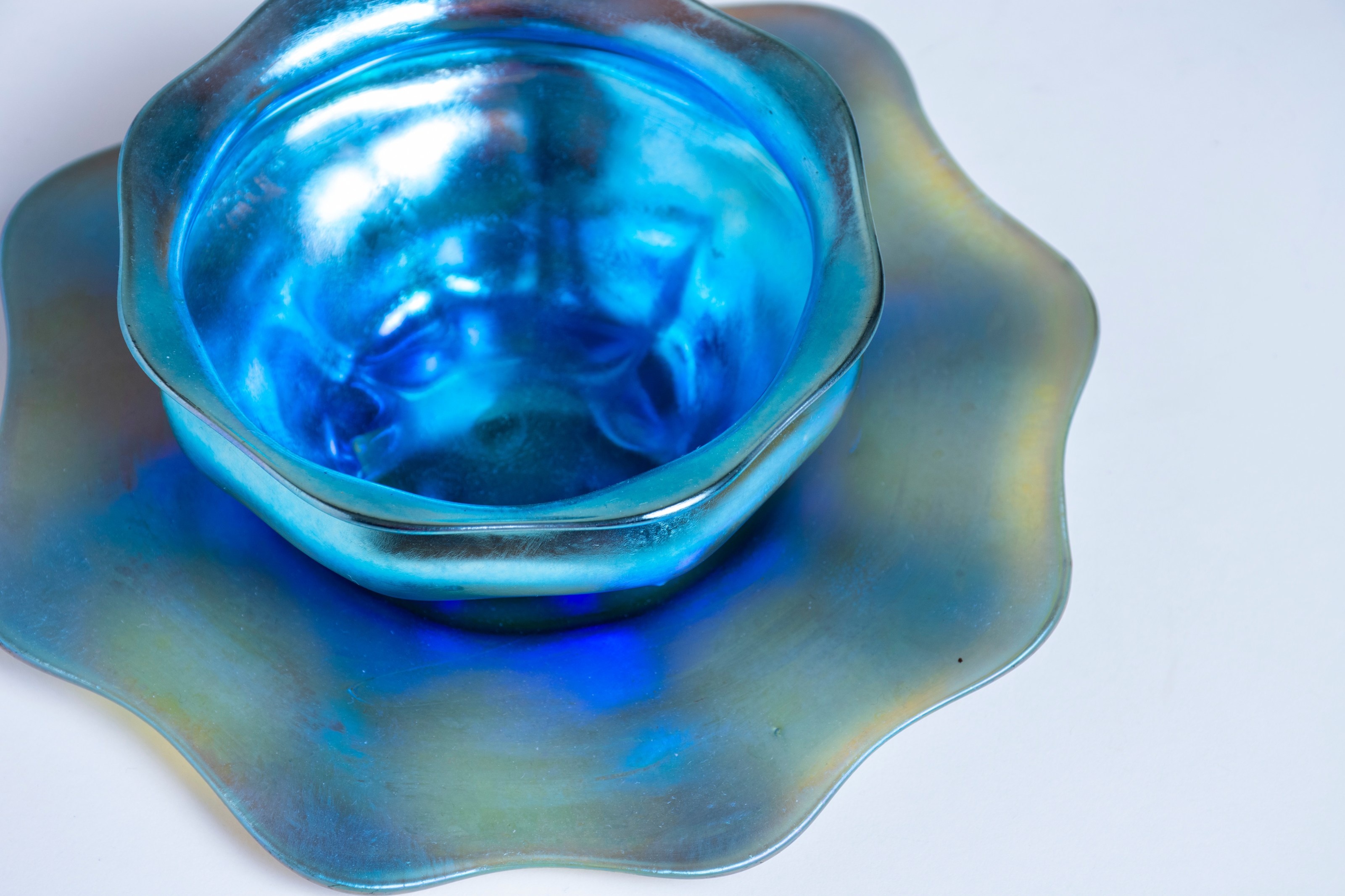 Favrile Glass Finger Bowl and Underplate