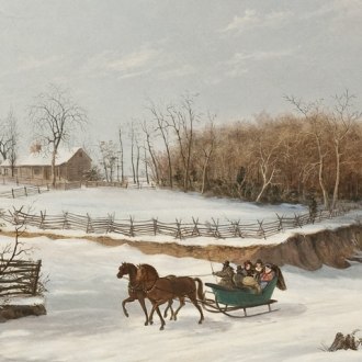  THOMAS BIRCH (1779–1851), "The Sleigh Ride," 1838. Oil on canvas, 18 x 27 in. (detail).
