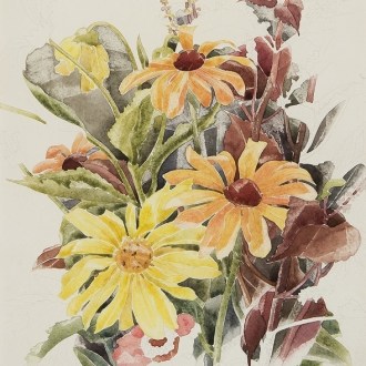 CHARLES DEMUTH (1883–1935), "Garden Flowers," 1933. Watercolor on paper, 13 7/8 x 10 in. (detail).