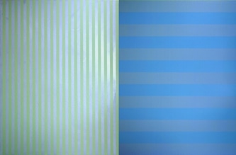 BLUE GREEN GREY, 1999 Acrylic on canvas  Two panels, 78 x 60" 78" x 120" Overall Size Private Collection