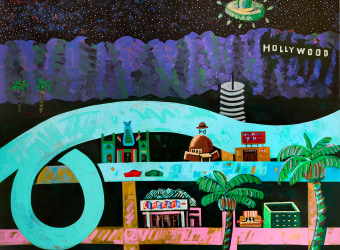 Frank Romero, Flying Saucers Seen Over Hollywood paintings