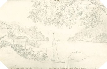 Sir John Frederick William HERSCHEL (English, 1792-1872) "No 507 The Lake of Brienz from Iseltwald”, 23 September 1821 Camera lucida drawing, pencil on paper 20.3 x 30.6 cm