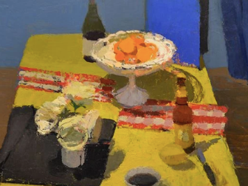 Elizabeth Geiger, Oranges With Blue Binder, Oil On Canvas