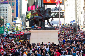 'Rumors of War’ statue makes Times  Square debut, provides a response to Confederate monuments in its future home of Richmond, Va