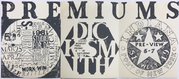 Flyer for the exhibition Premiums: Stephen Durkee, Robert Indiana, and Richard Smith at Paul Sanasardo's Studio for Dance in New York