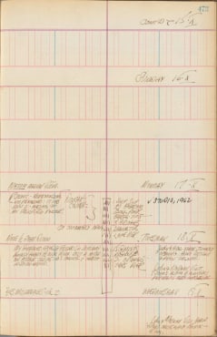 Journal page for October 15–19, 1960 with a small rough sketch of the sculpture Duncan't Column