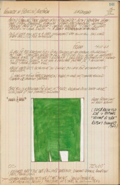 Journal page for March 4, 1959, and March 4, 1960 with a color sketch of a green and white abstract painting