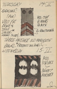 Journal page for February 14–15, 1961 with sketches of two paintings: Eidolons, and The Sweet Mystery