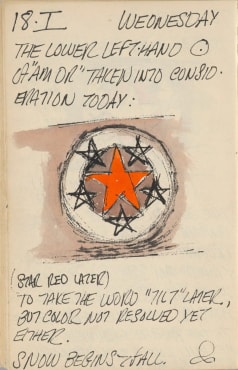 Journal page for January 18, 1961, with a color detail of the painting American Dream, I