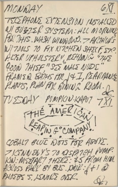 Journal page for November 6, 1961 with a sketch of a detail of The Great Reap